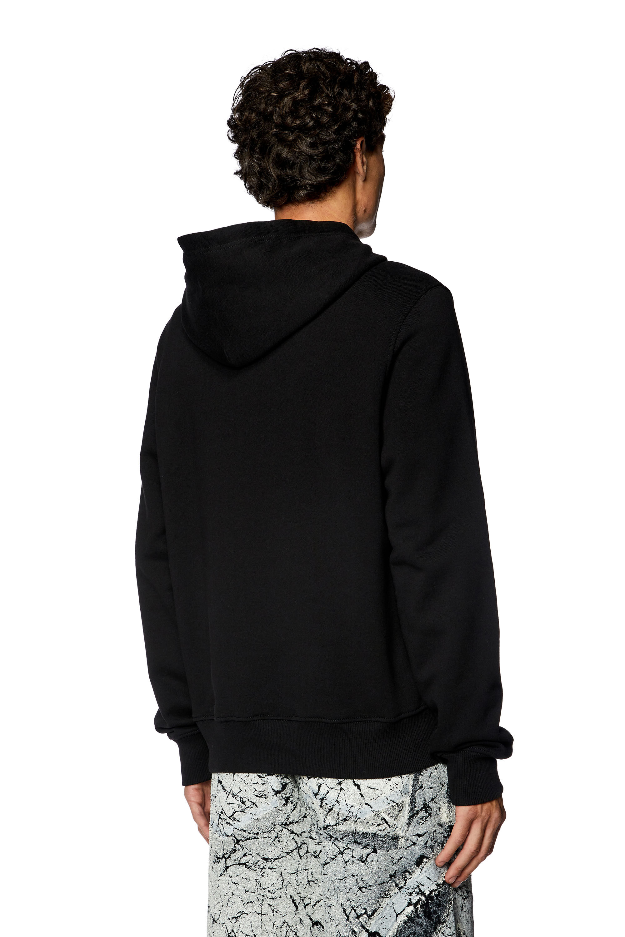 Diesel - S-GINN-HOOD-N1, Sweat-shirt à capuche avec lettrage à encre gonflante Homme in Noir - 4