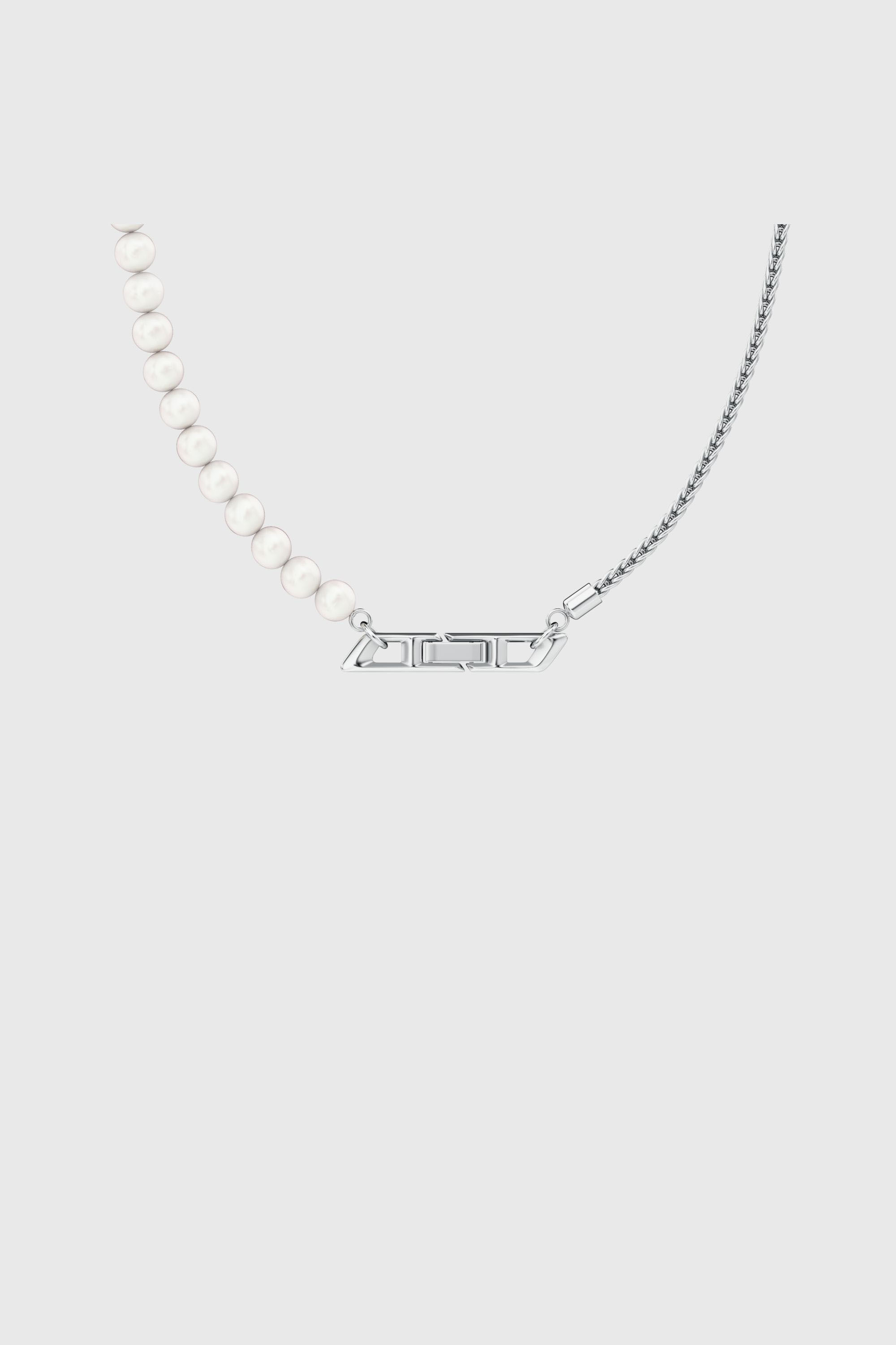 Diesel - DL1369040 STERLING SILVER JEWEL, Collier cha&icirc;ne en argent sterling et perles Mixte in Gris argent&eacute; - 2