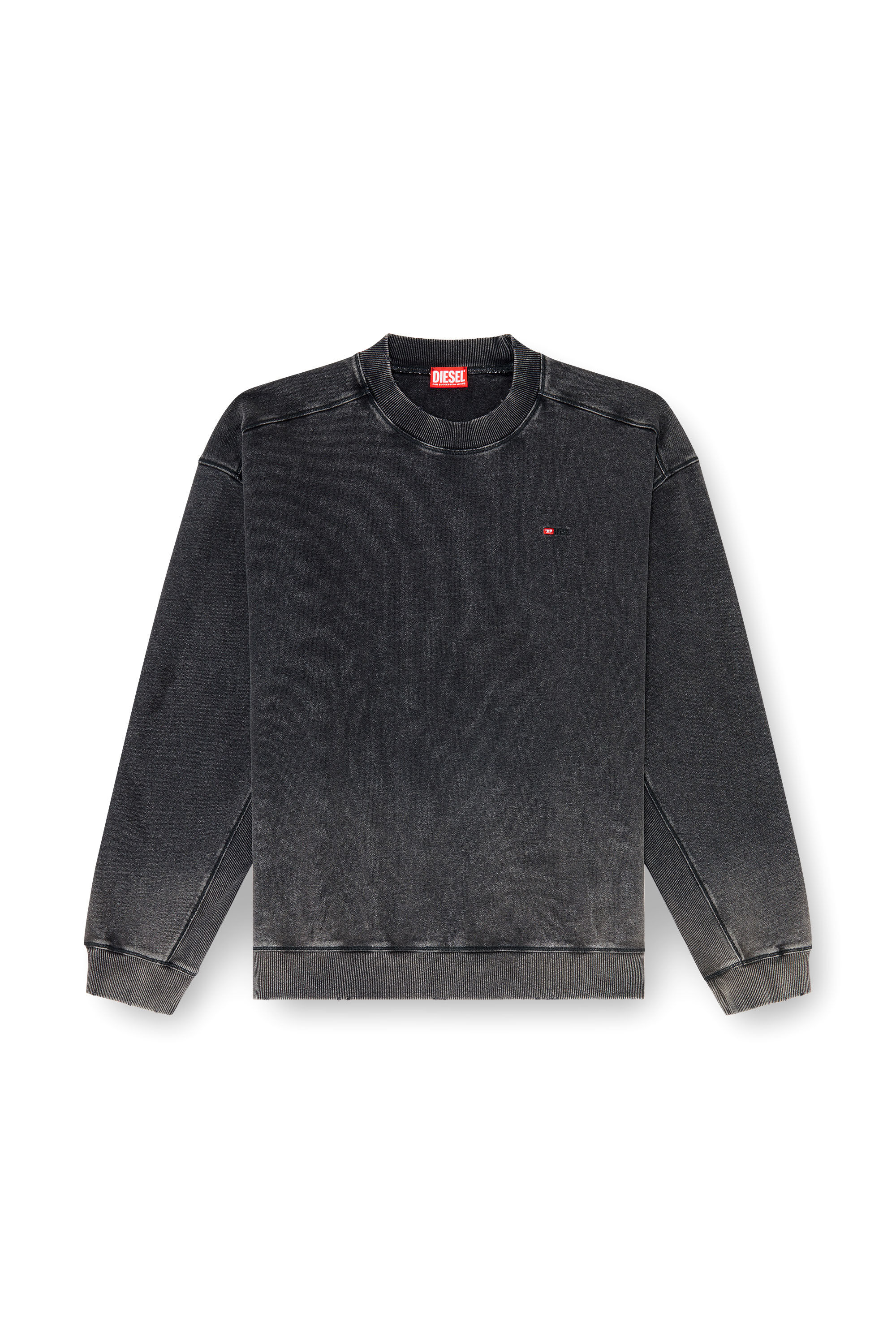 Diesel - S-CROX, Sweat-shirt en coton effet d&eacute;lav&eacute; Homme in Gris - 2