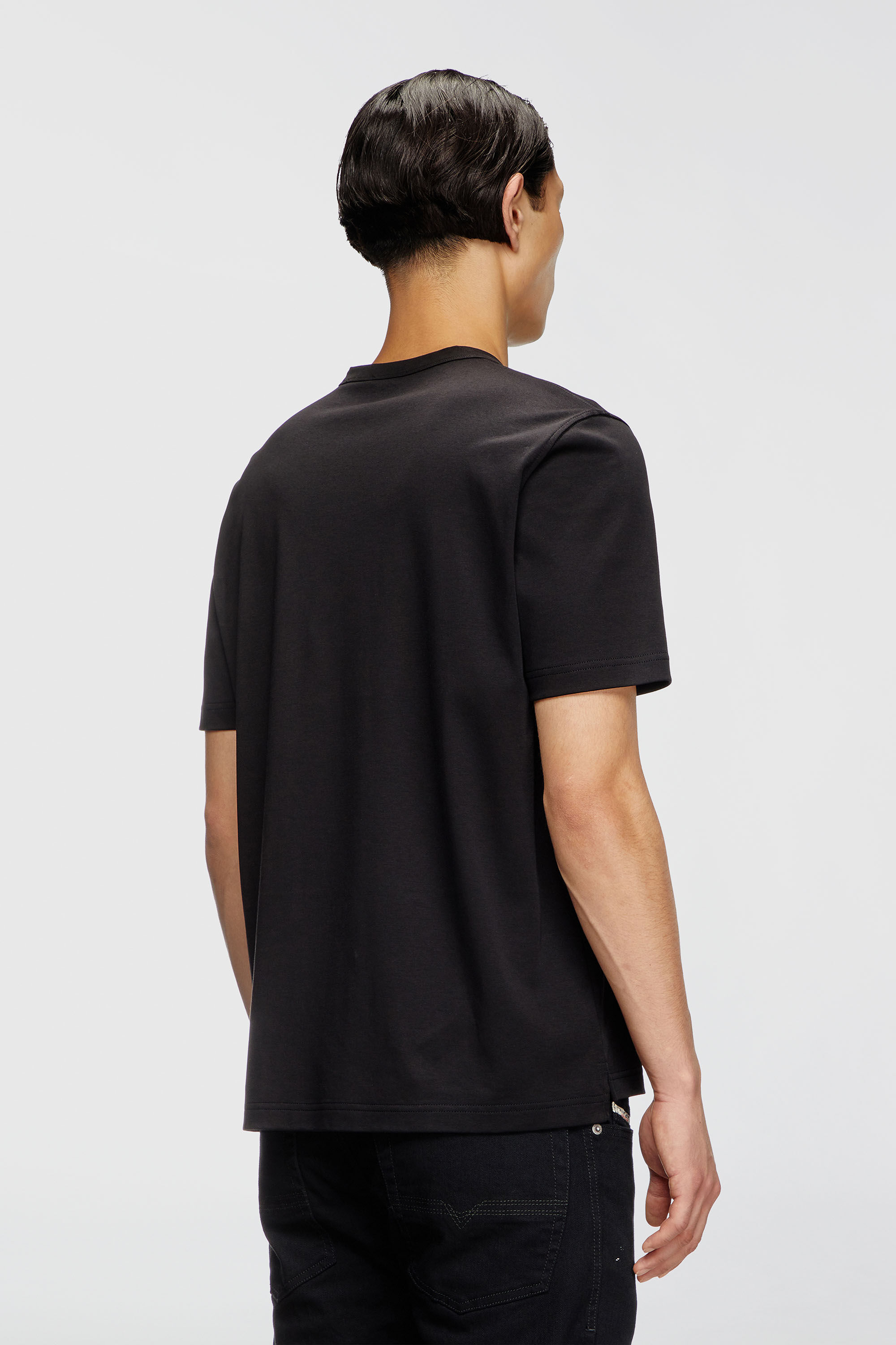 Diesel - T-ADJUST-SLITS-R17, Man's T-shirt with tonal logo embroidery in Black - 4