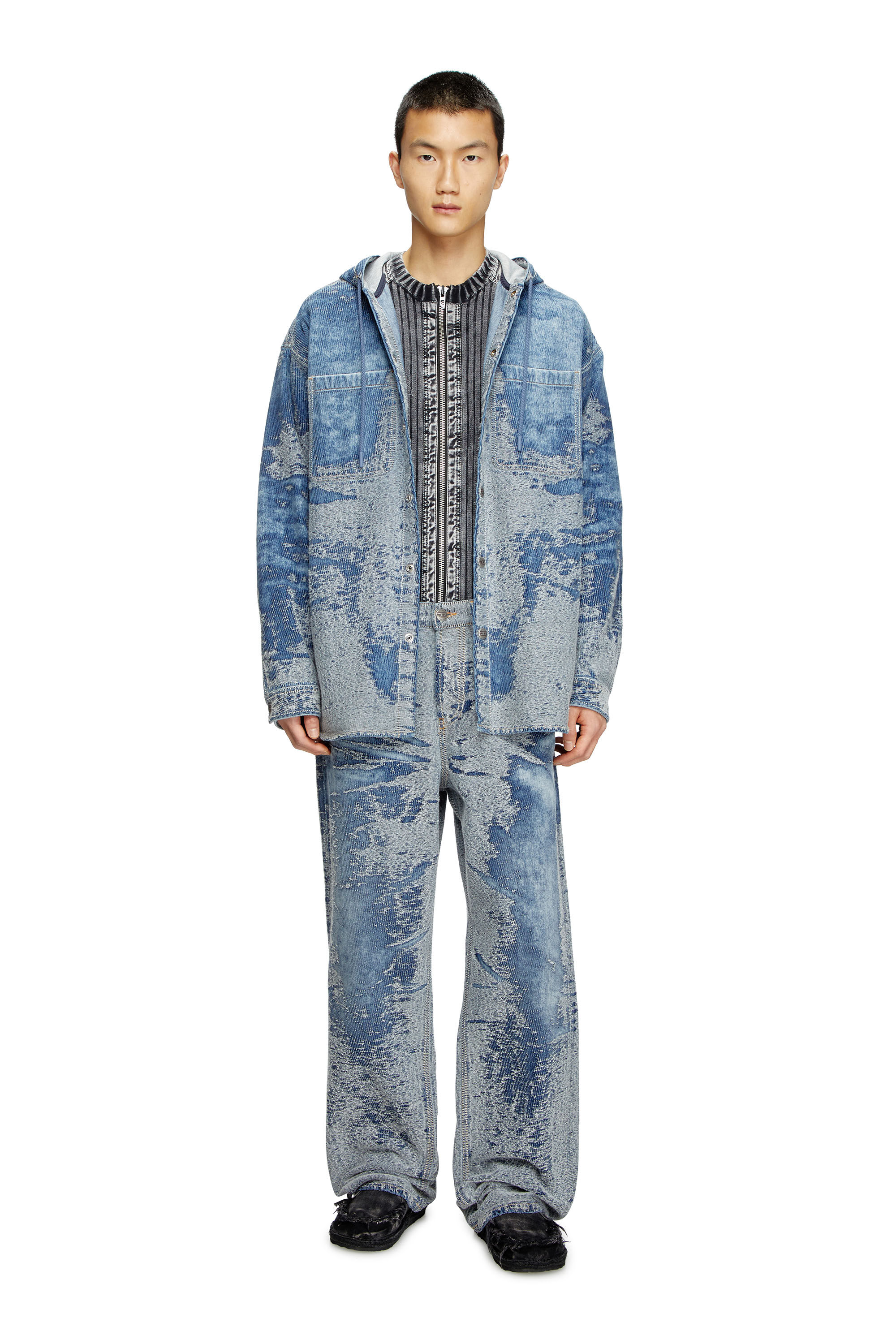 Diesel - Relaxed Jeans 2001 D-Macro 007W4 Homme, Bleu moyen - Image 1