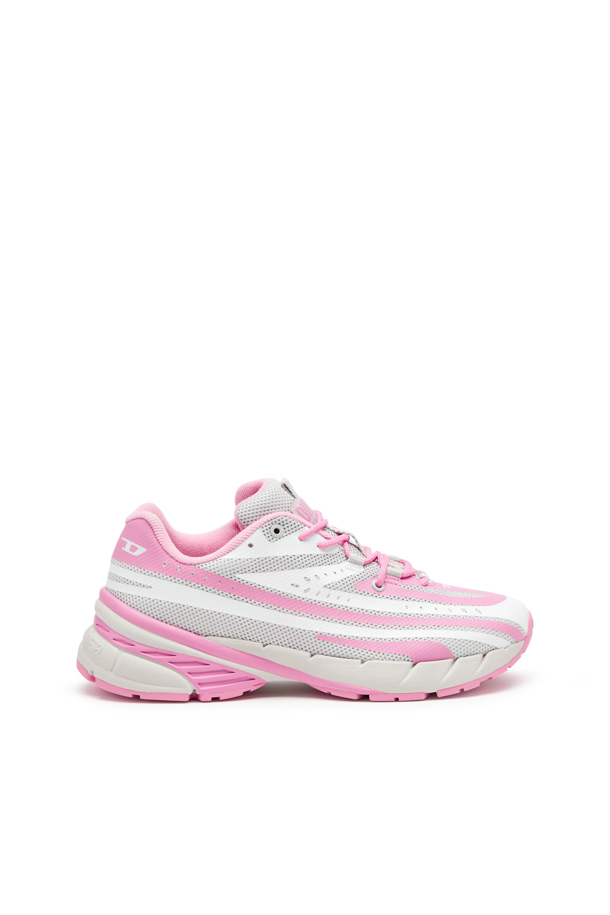 DIESEL ホワイト スニーカー ピンク Women's D-Airspeed Low-Striped sneakers in coated mesh