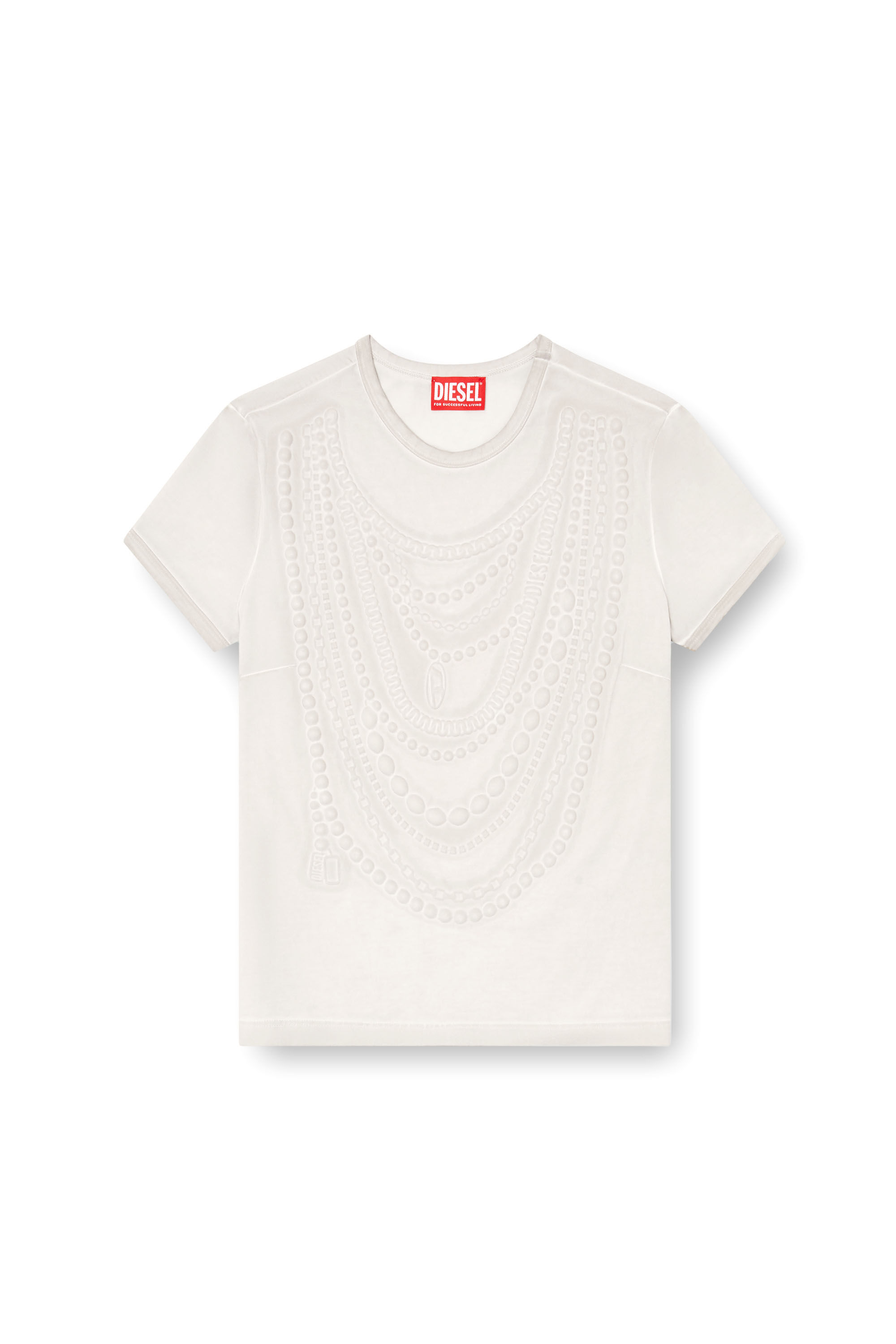 Diesel - T-NEKKA, T-shirt avec motif de collier gaufré Femme in Gris - 2
