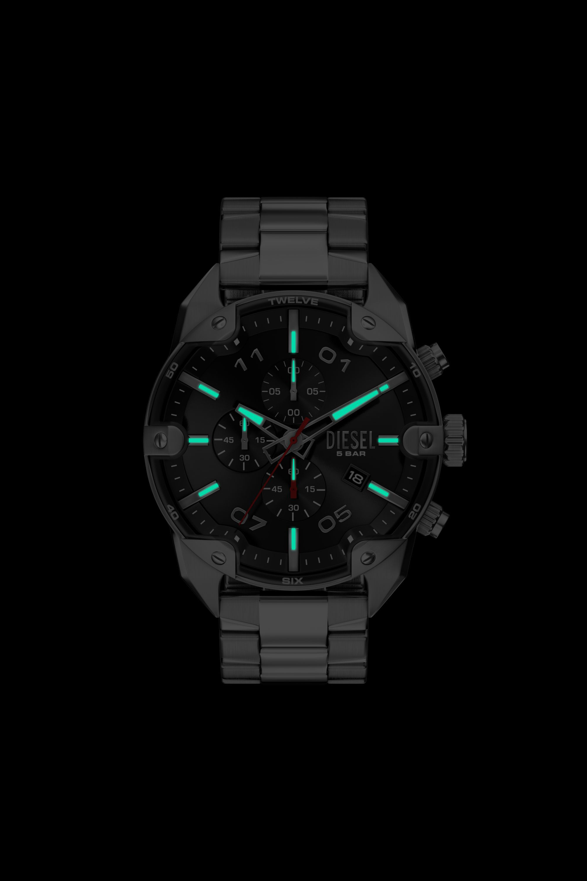 Diesel - DZ4709 WATCH, Montre Spiked en acier inoxydable Homme in Gris argent&eacute; - 5