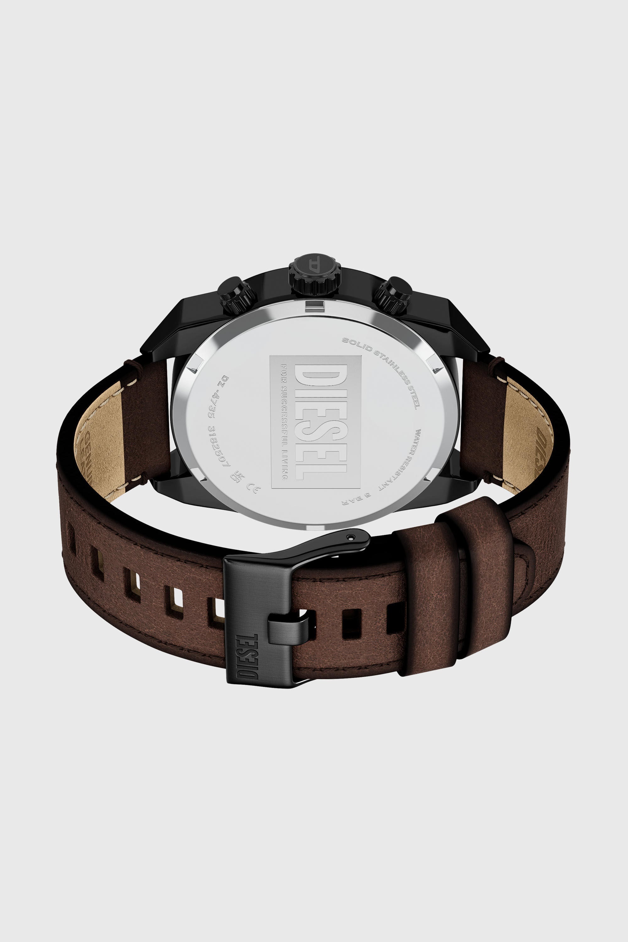 Diesel - DZ4735 WATCH, Montre Spiked avec bracelet en cuir marron Homme in Marron - 4
