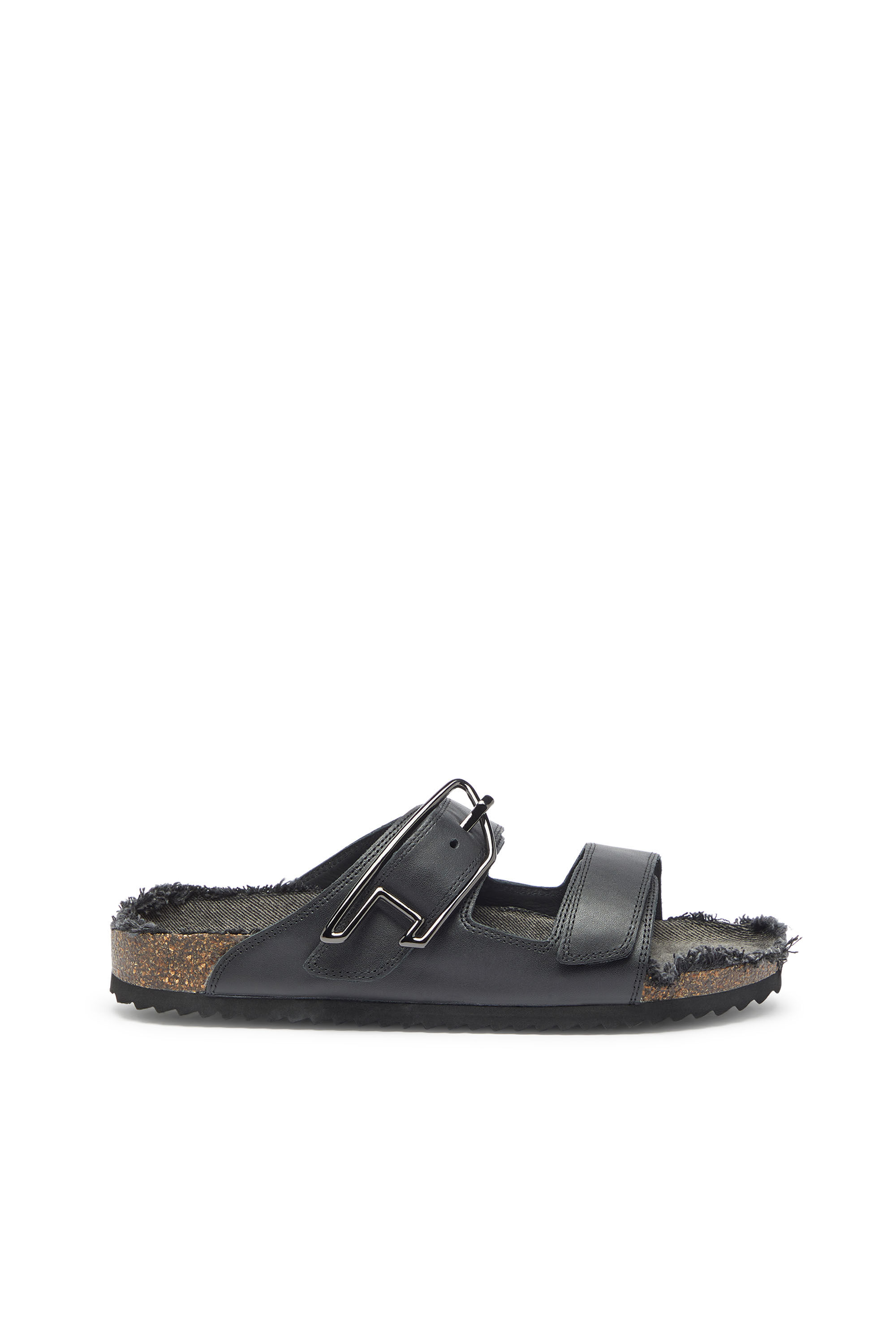 Diesel - D-WOODSTOCK D SANDAL, D-Woodstock - Bride en cuir avec semelle en li&egrave;ge Homme in Noir - 1