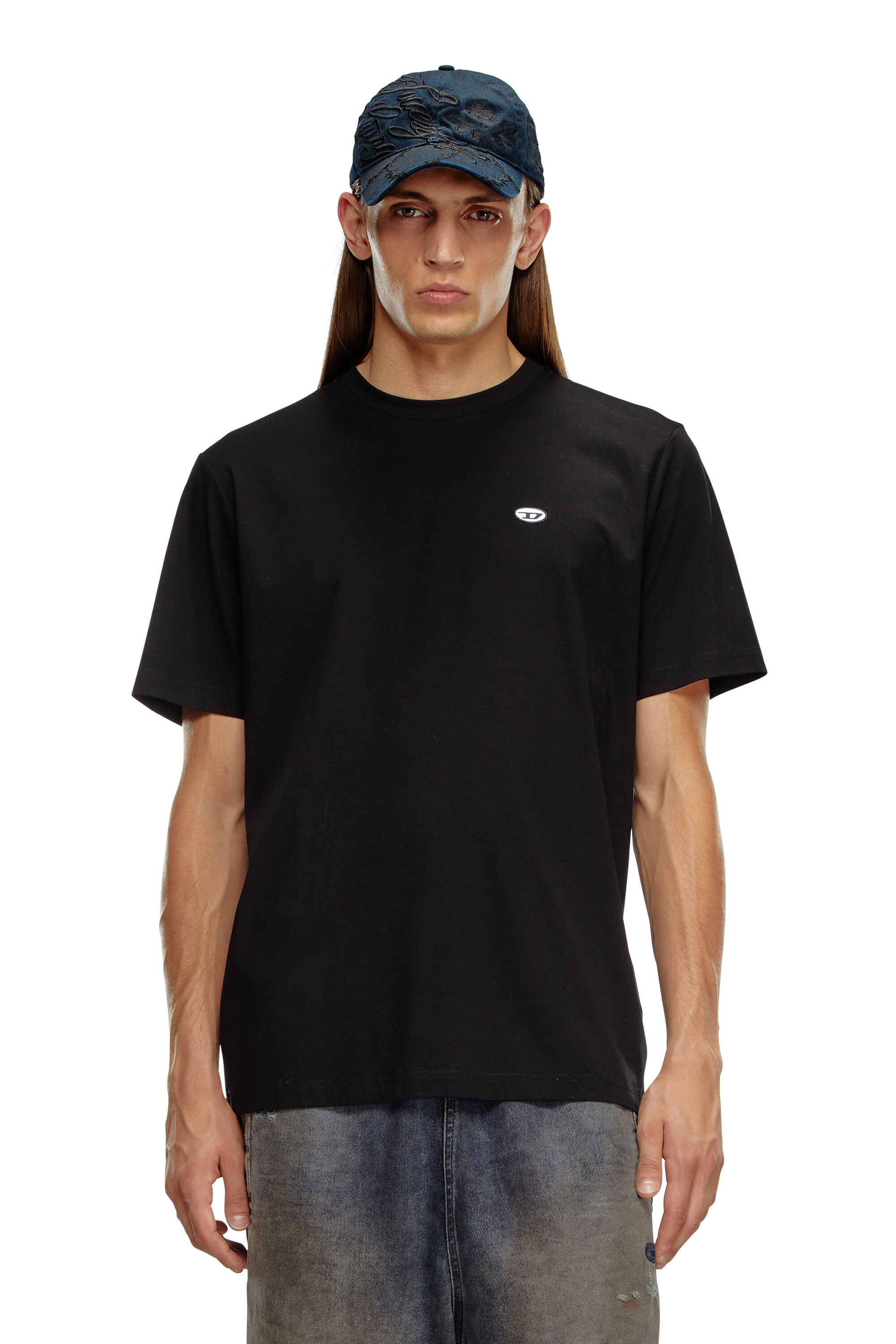 Diesel - T-JUST-DOVAL-PJ, T-shirt avec empiècement oval D Homme in Noir - 3