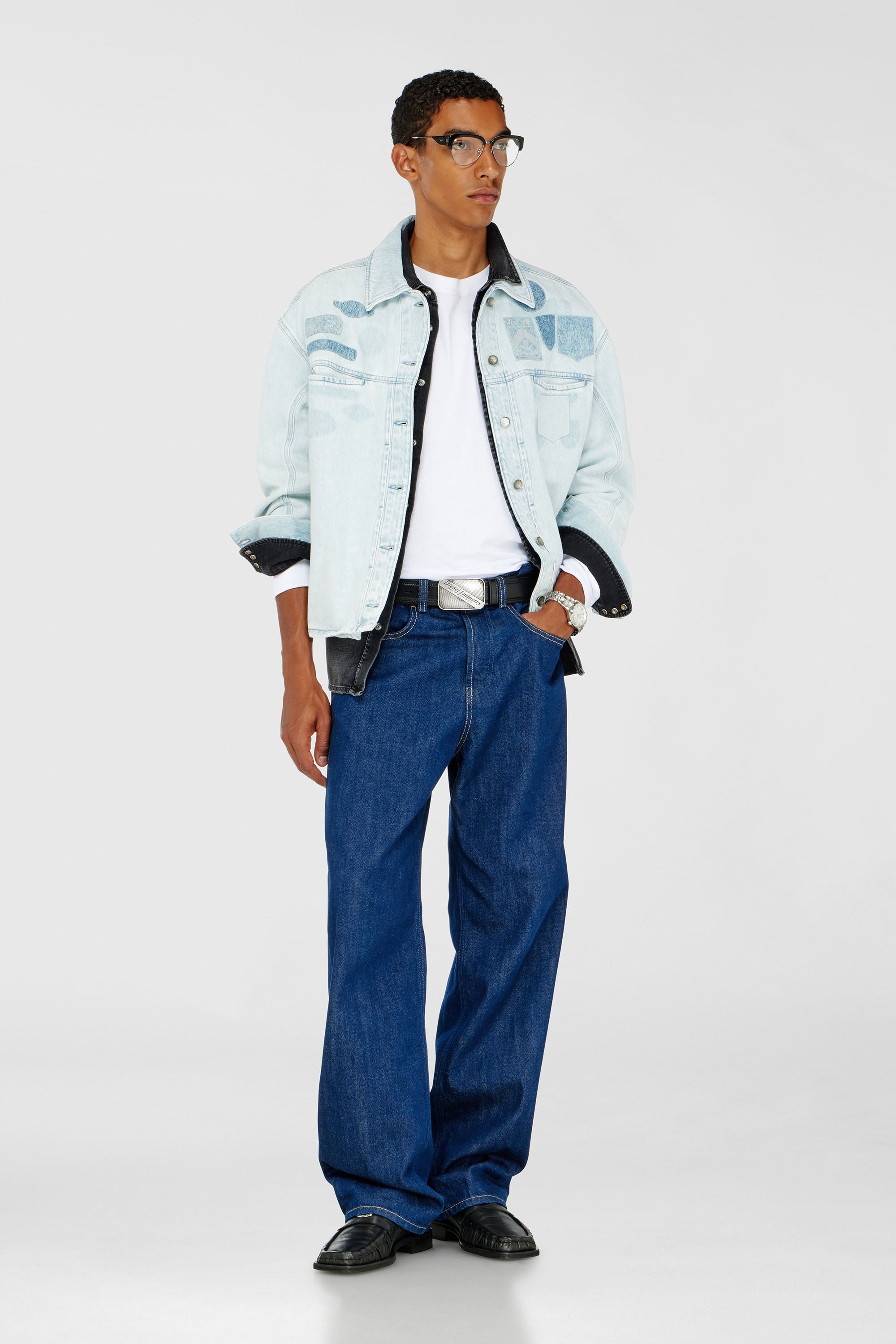 Diesel - D-RYMAVO-S, Chemise en denim effet patch Mixte in Bleu - 1