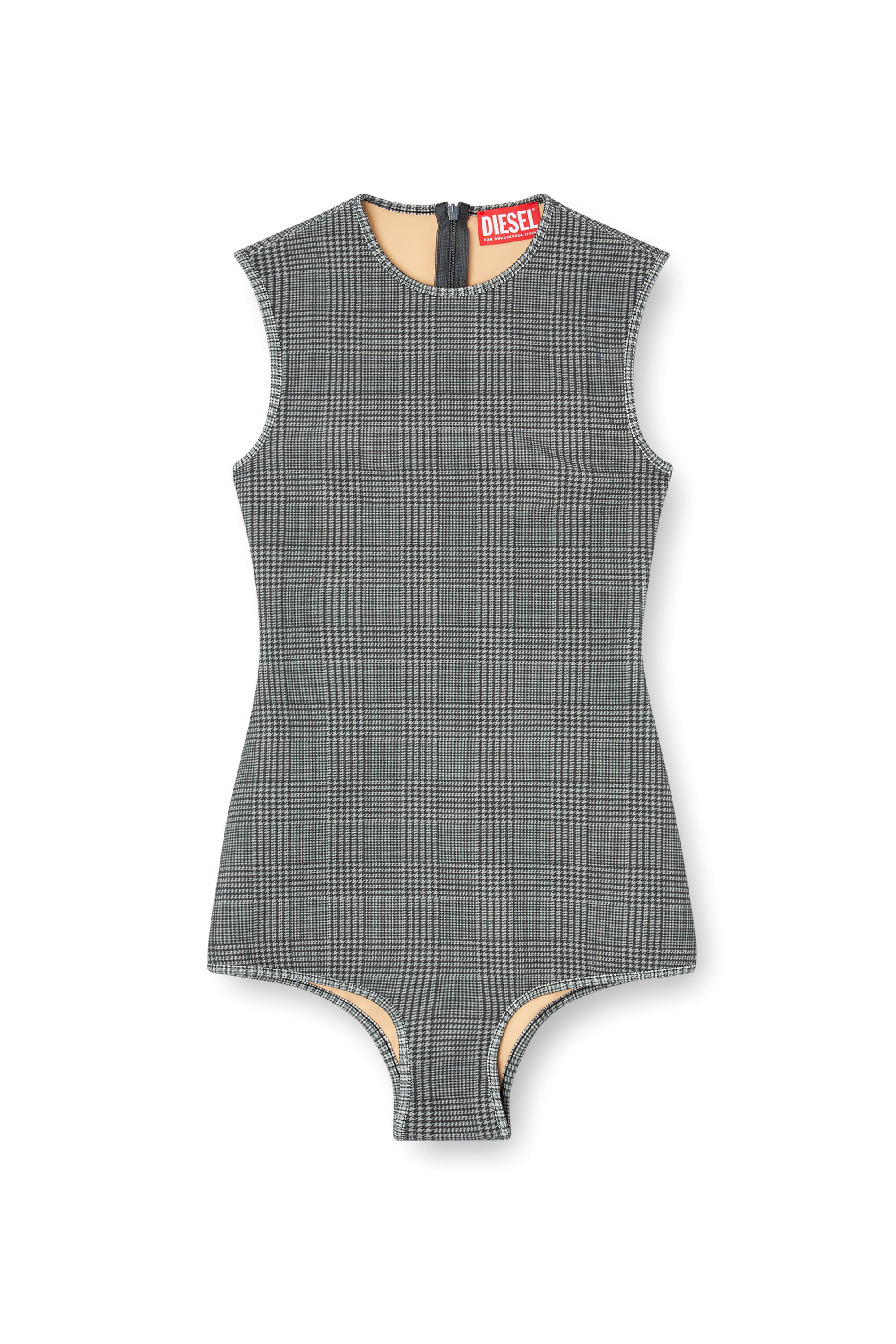 Diesel - J-ETTA, Body en jersey contrecollé à carreaux Femme in Gris - 5