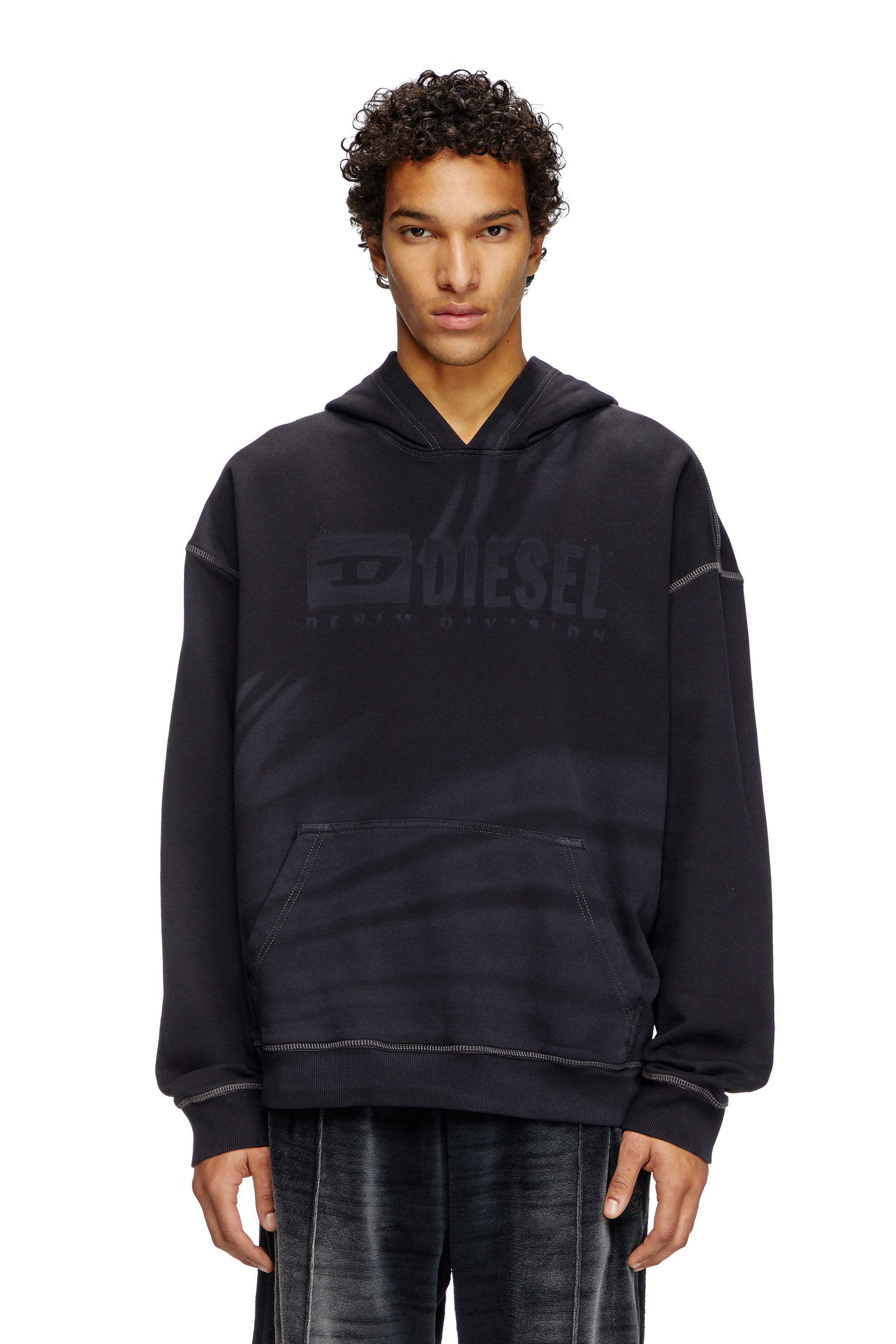 Diesel - S-BOXT-HOOD-R9, Sweat-shirt à capuche avec logo délavé au laser Homme in Noir - 3