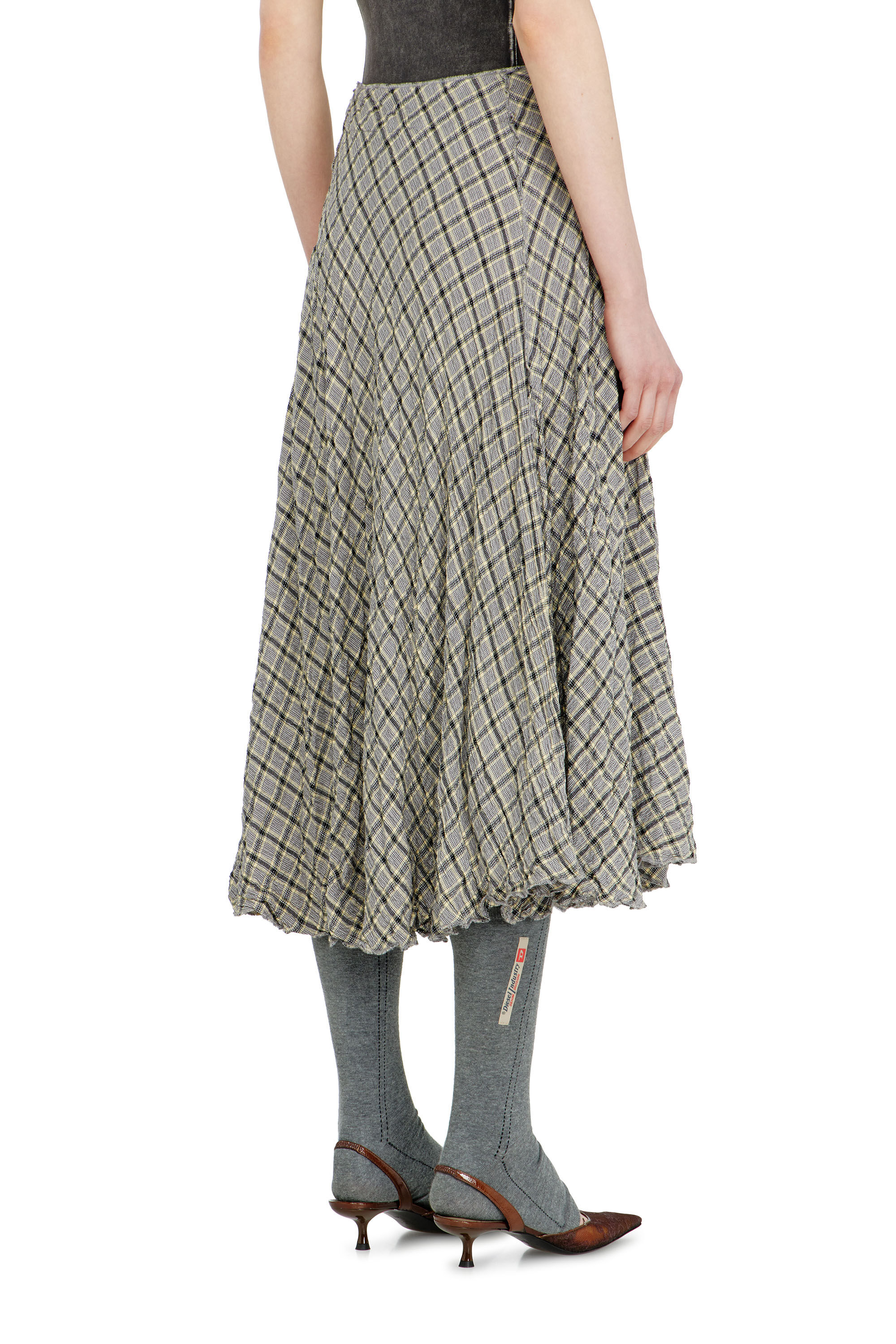 Diesel - O-XYGEN, Jupe midi &agrave; carreaux effet seersucker Femme in ToBeDefined - 4