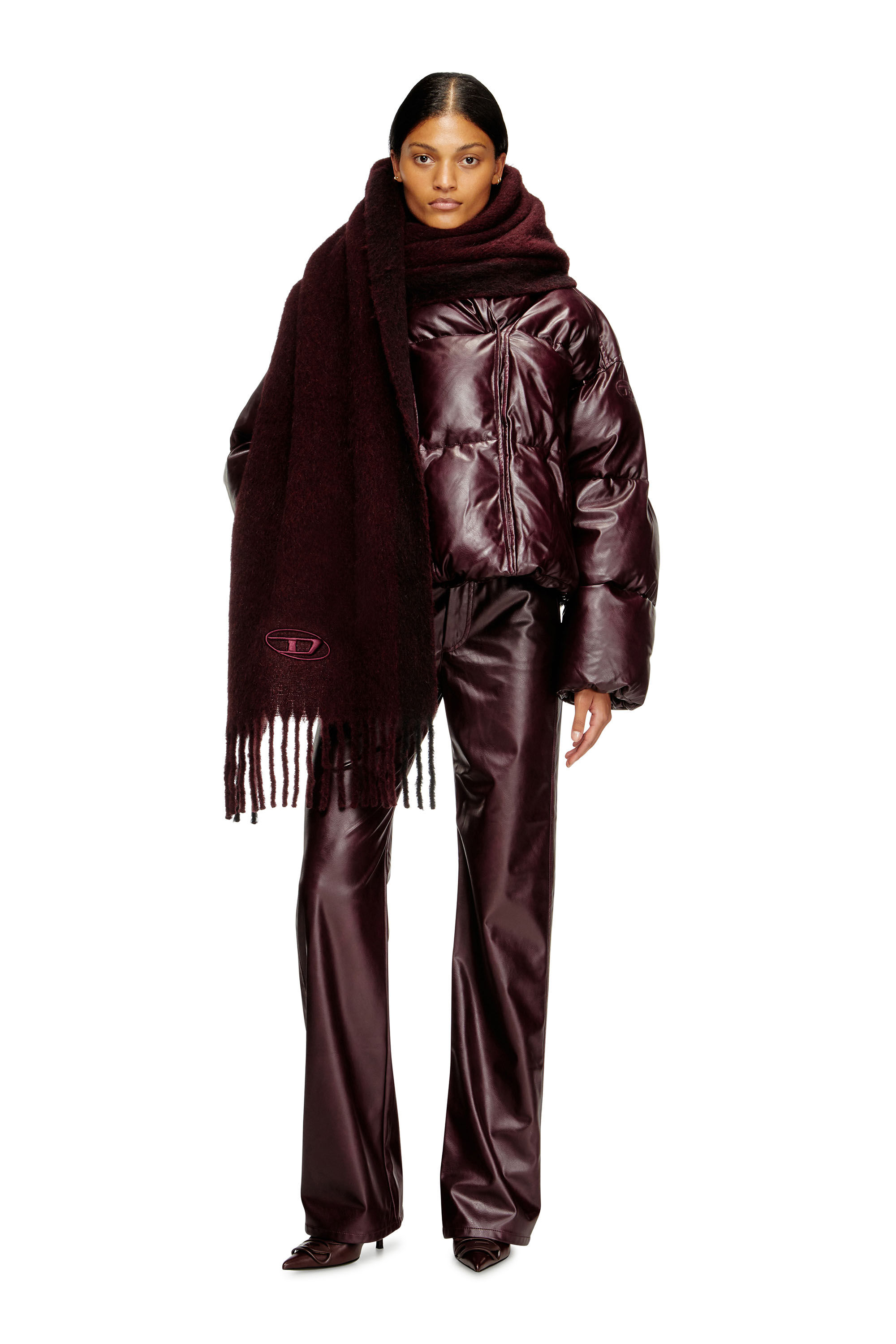 Diesel - FR-W-ILLEY, Doudoune à capuche burgundy en tissu enduit Femme in Rouge - 1