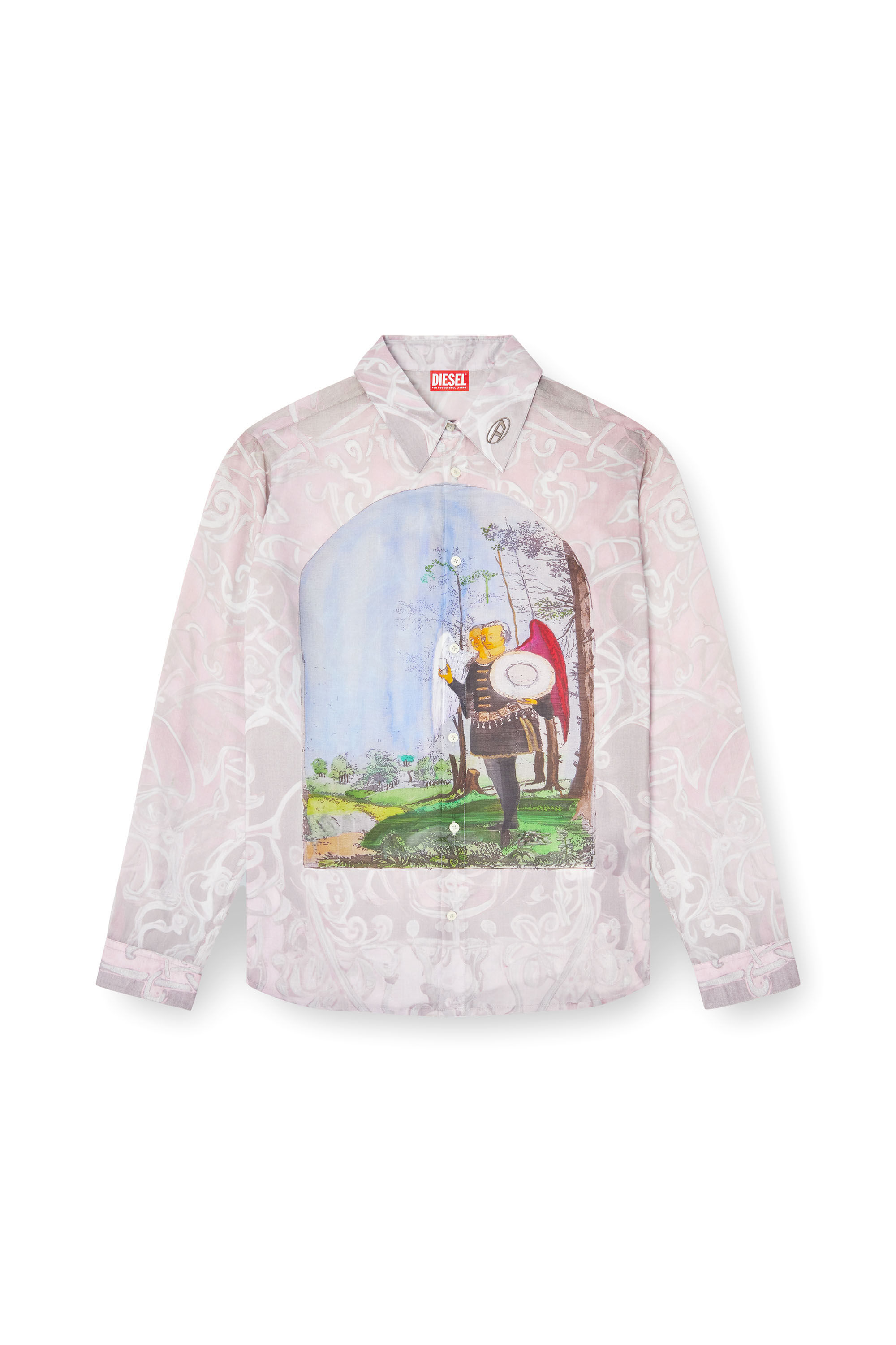 Diesel - S-SIMPLY-A-AJFW, Chemise avec imprimé médiéval Mixte in Rose - 2