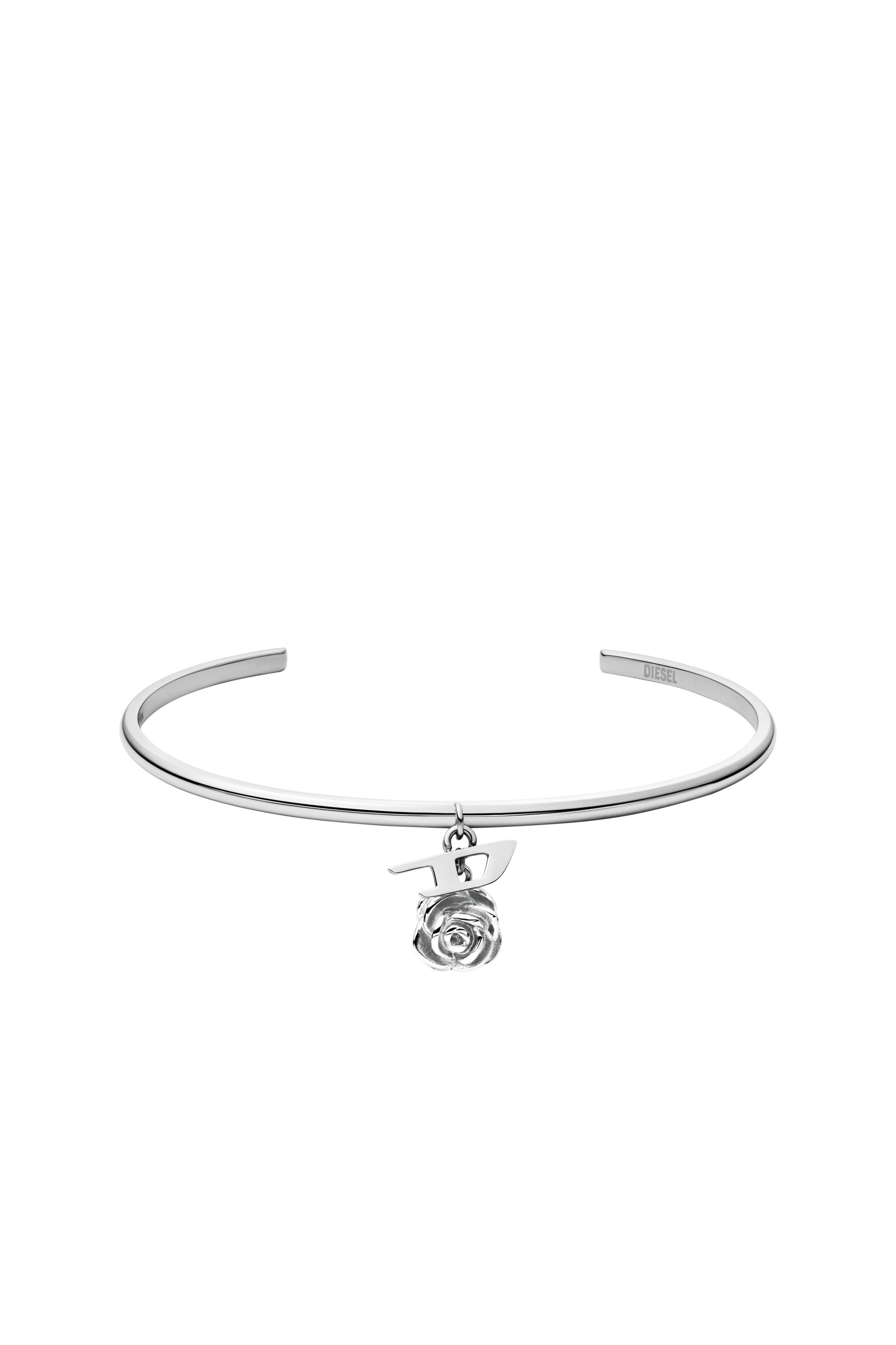 Diesel - DX1620040 JEWELLERY, Bracelet jonc avec breloques en acier inoxydable Mixte in Gris argenté - 1
