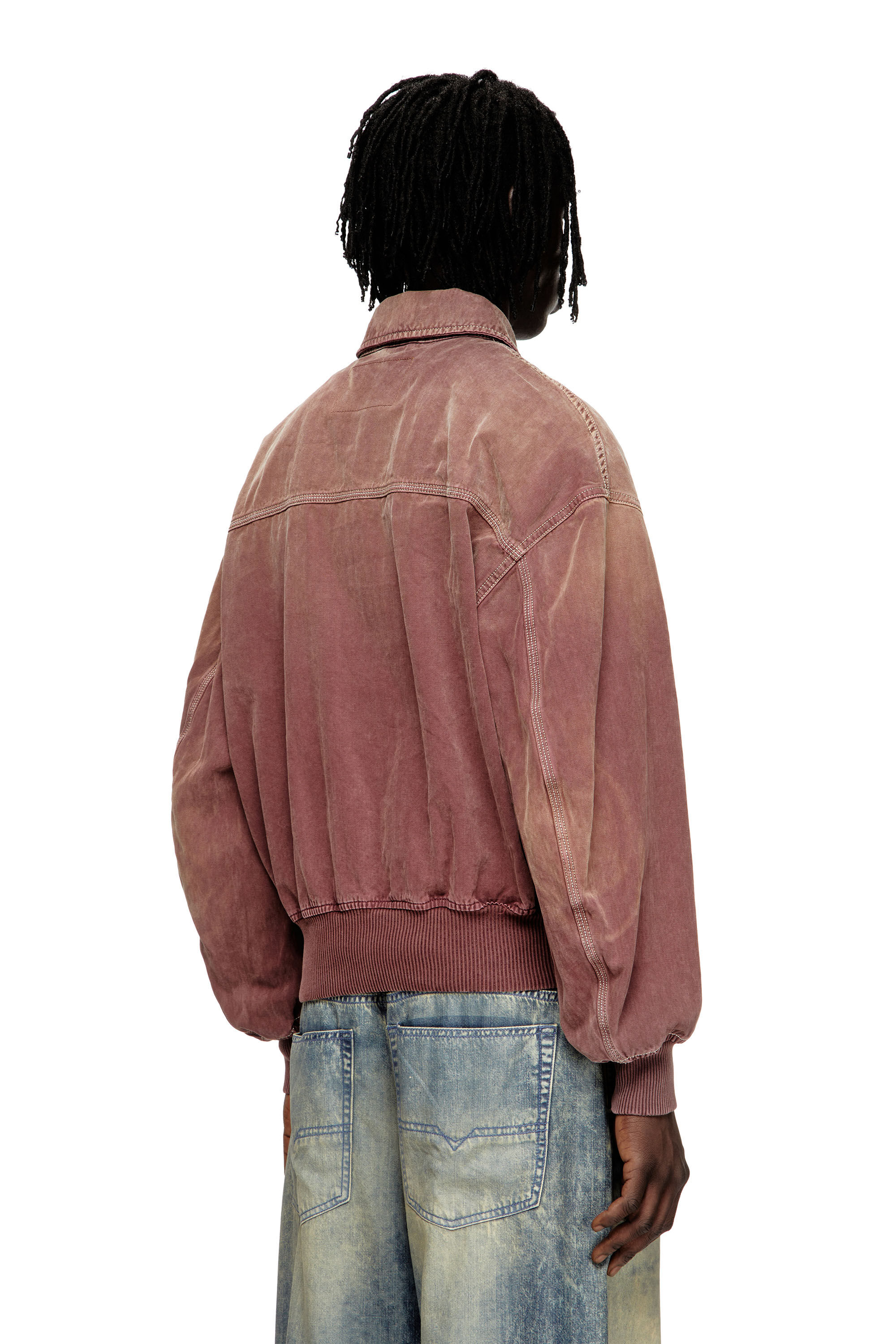 Diesel - D-KURZ, Veste en denim à chevrons coloré Mixte in Marron - 4