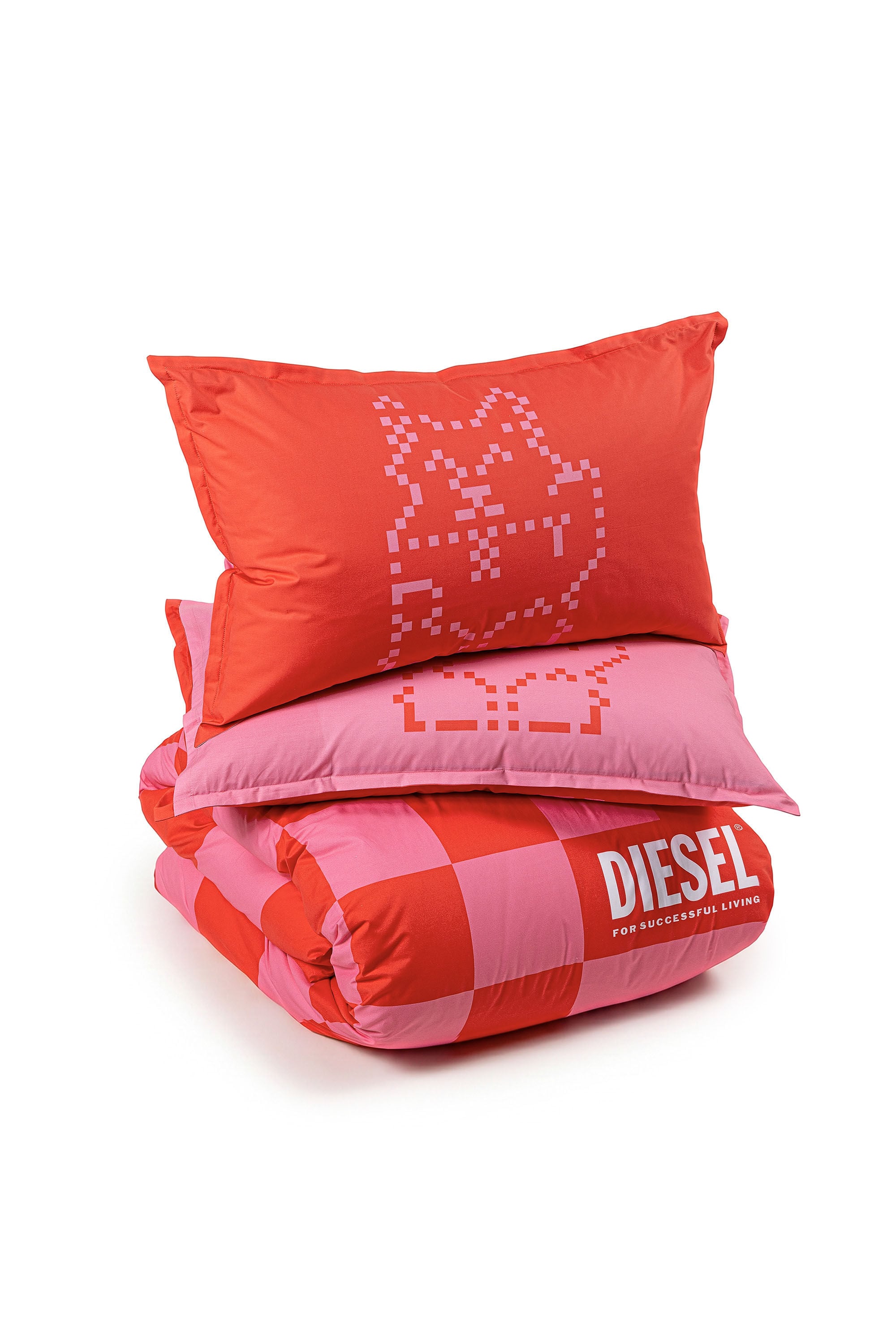 Diesel - 1018118  PIXEL DUCKS PINK/RED PERCALE DU, Parure de lit en percale pour lit queen size Mixte in Rouge - 2