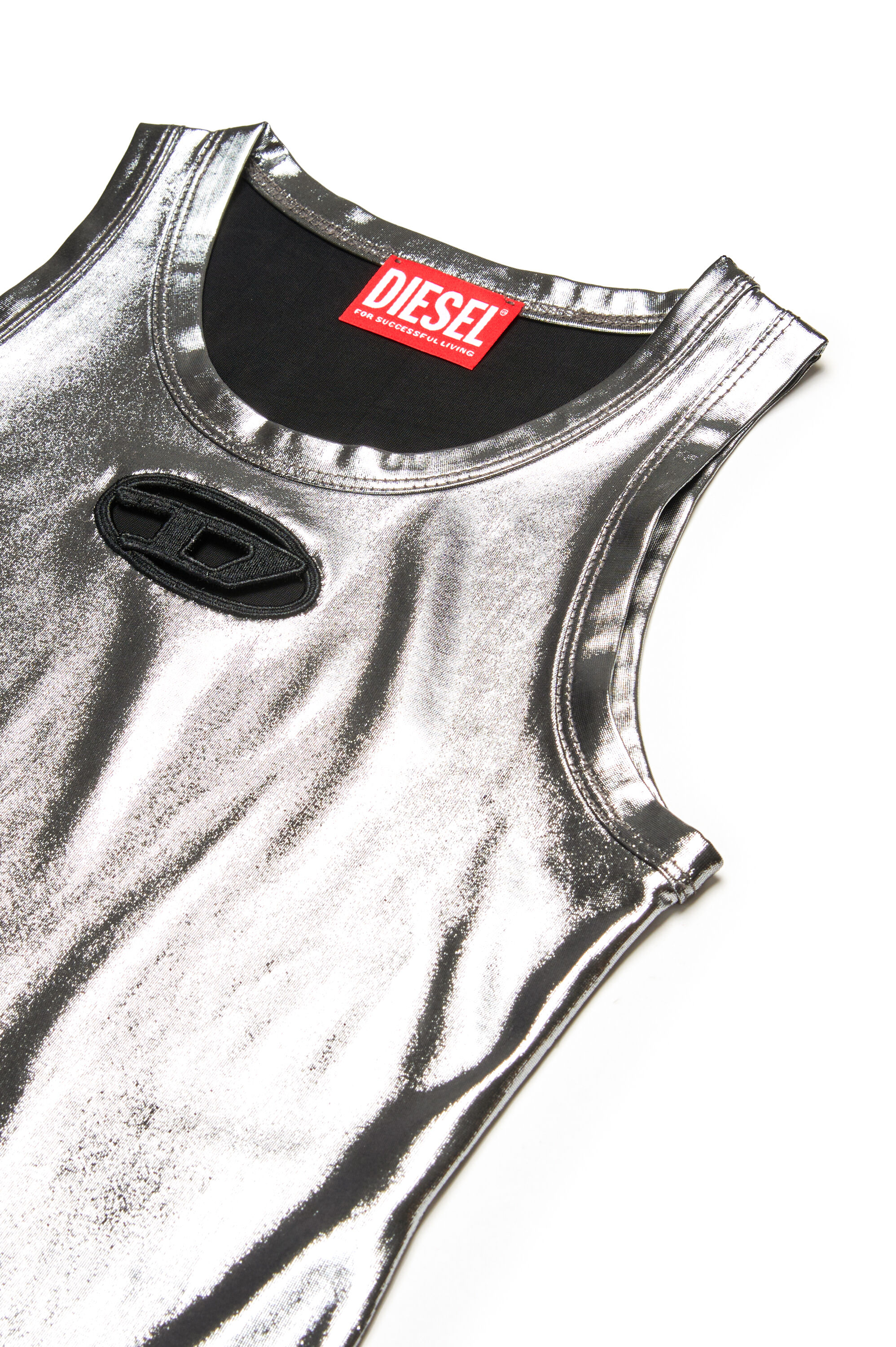 Diesel - TLYNYS, Débardeur métallisé avec cut-out à logo Femme in Gris argenté - 3