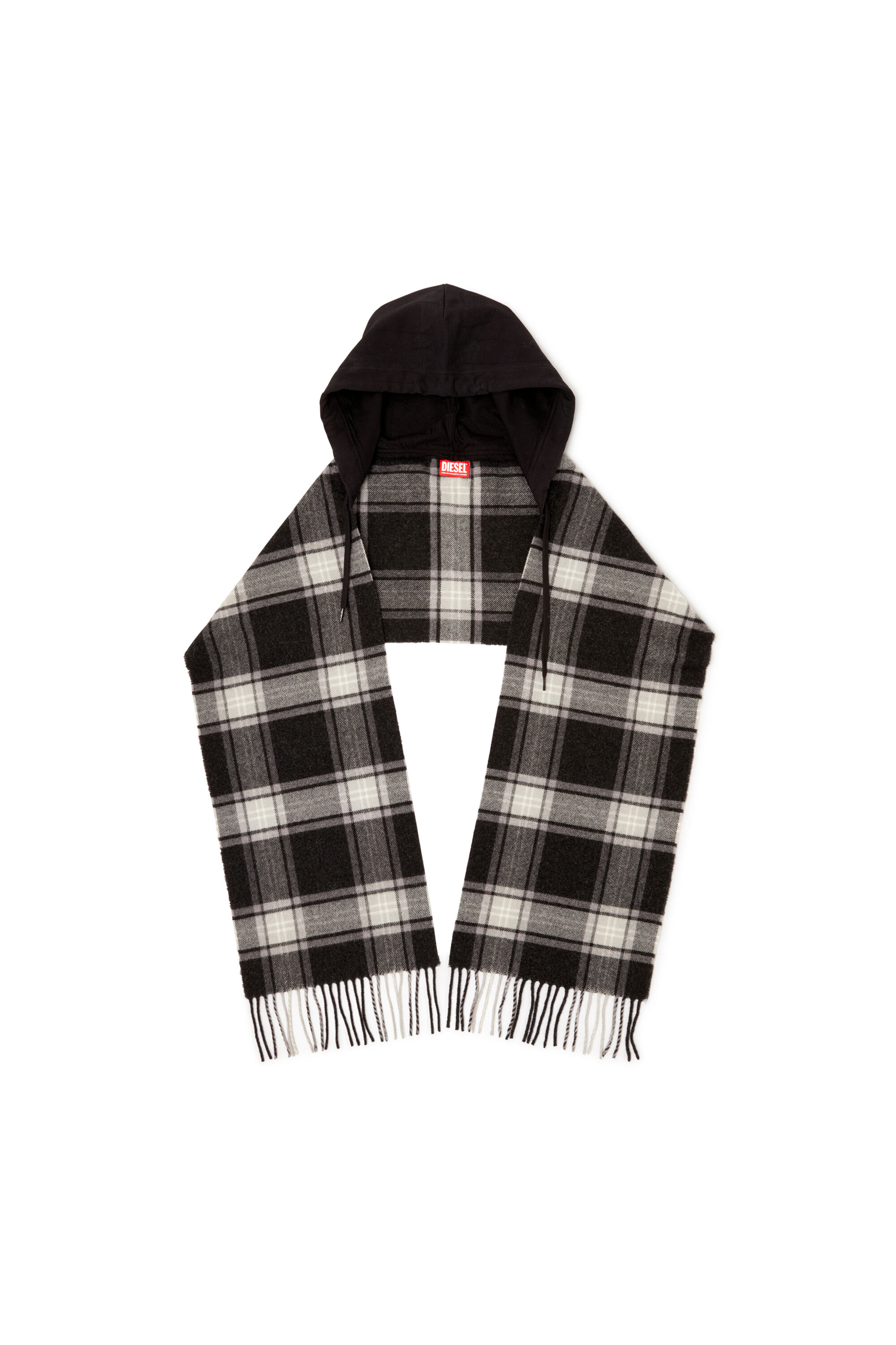 Diesel - S-CARHOOD, &Eacute;charpe &agrave; capuche en m&eacute;lange de laine avec franges Homme in Polychrome - 1