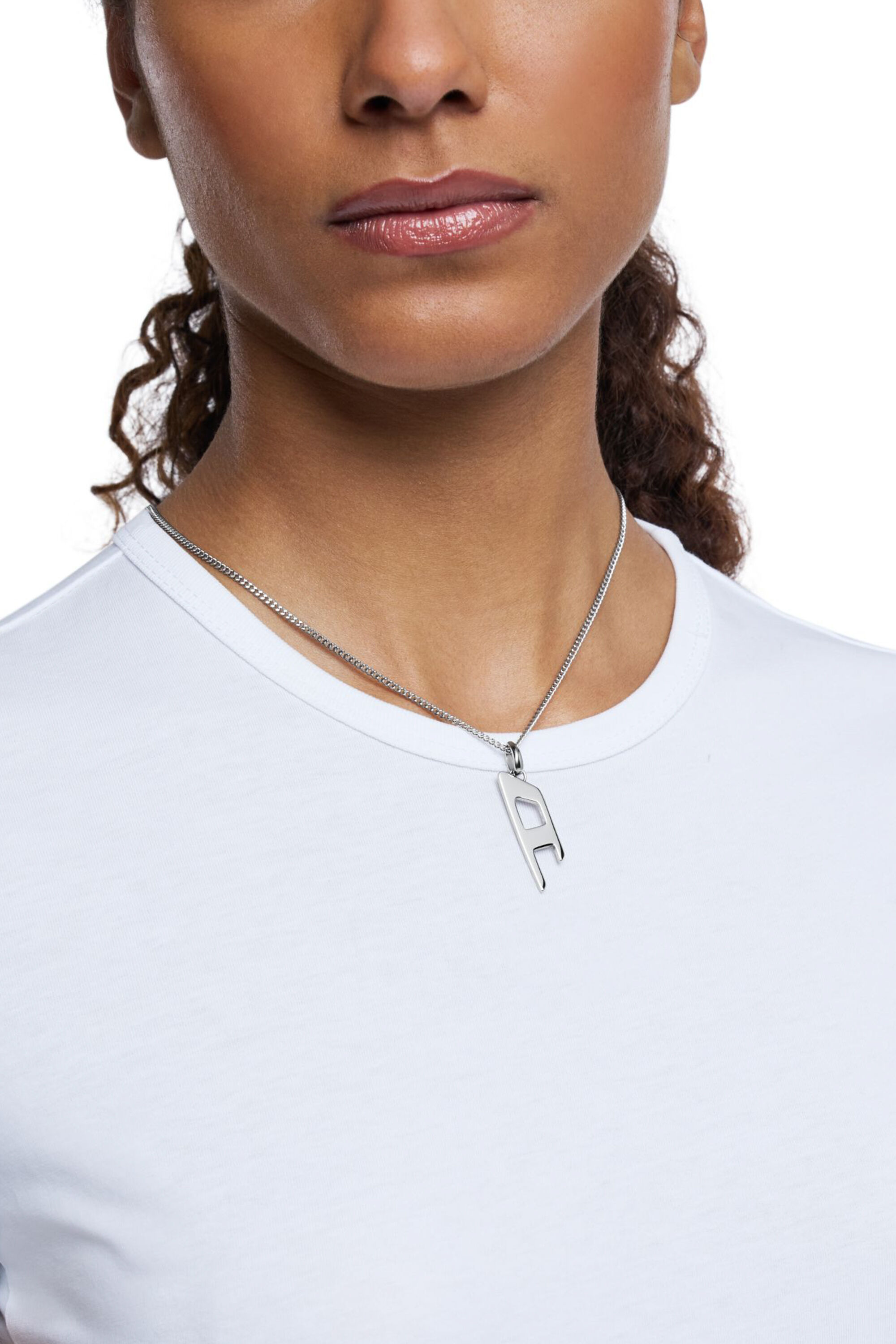 Diesel - DX1625040 JEWELLERY, Collier avec pendentif logo D en acier inoxydable Mixte in Gris argenté - 3