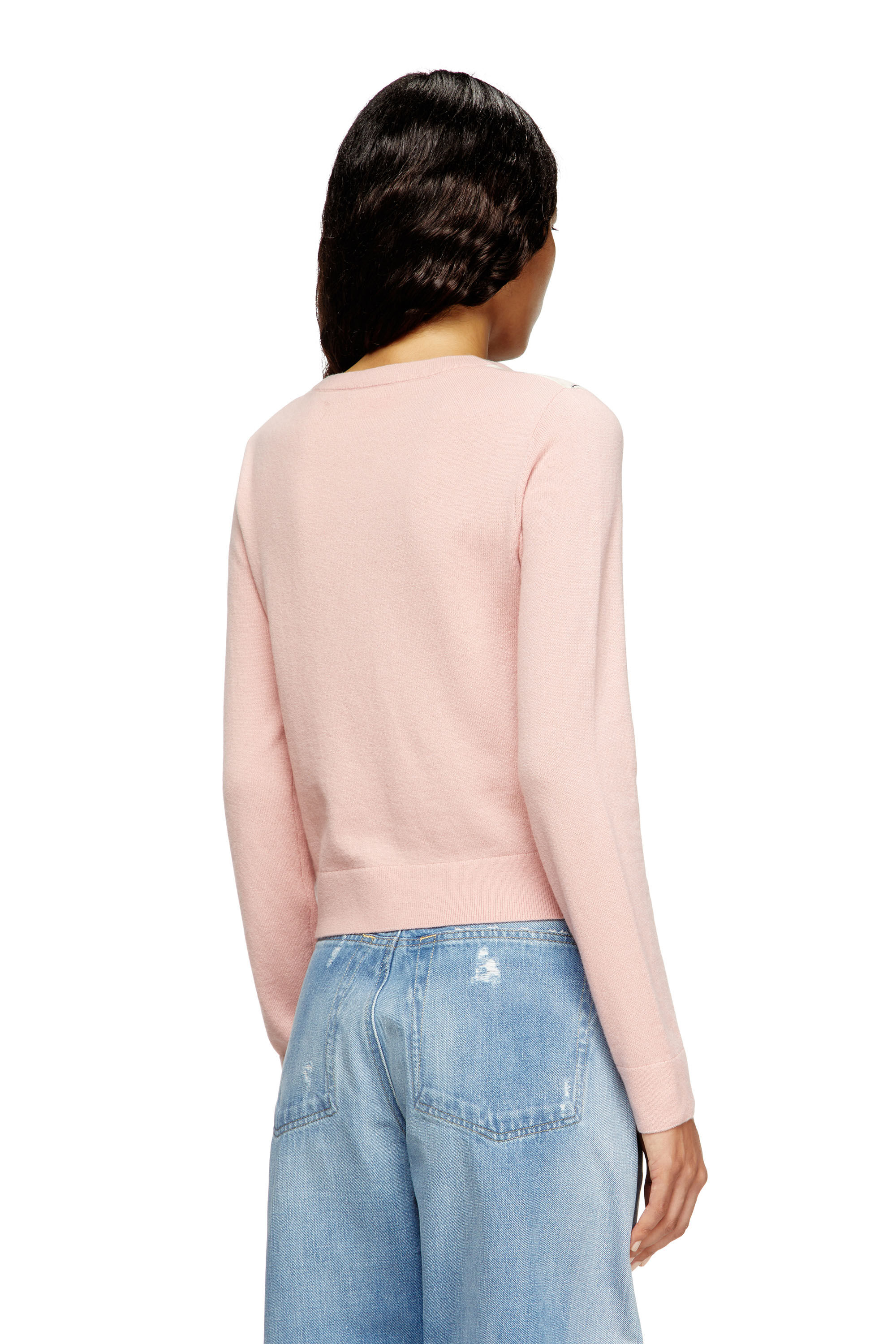Diesel - M-ROMKO-LS, Pull avec cut-out, en laine à motif losanges Femme in Rose - 4