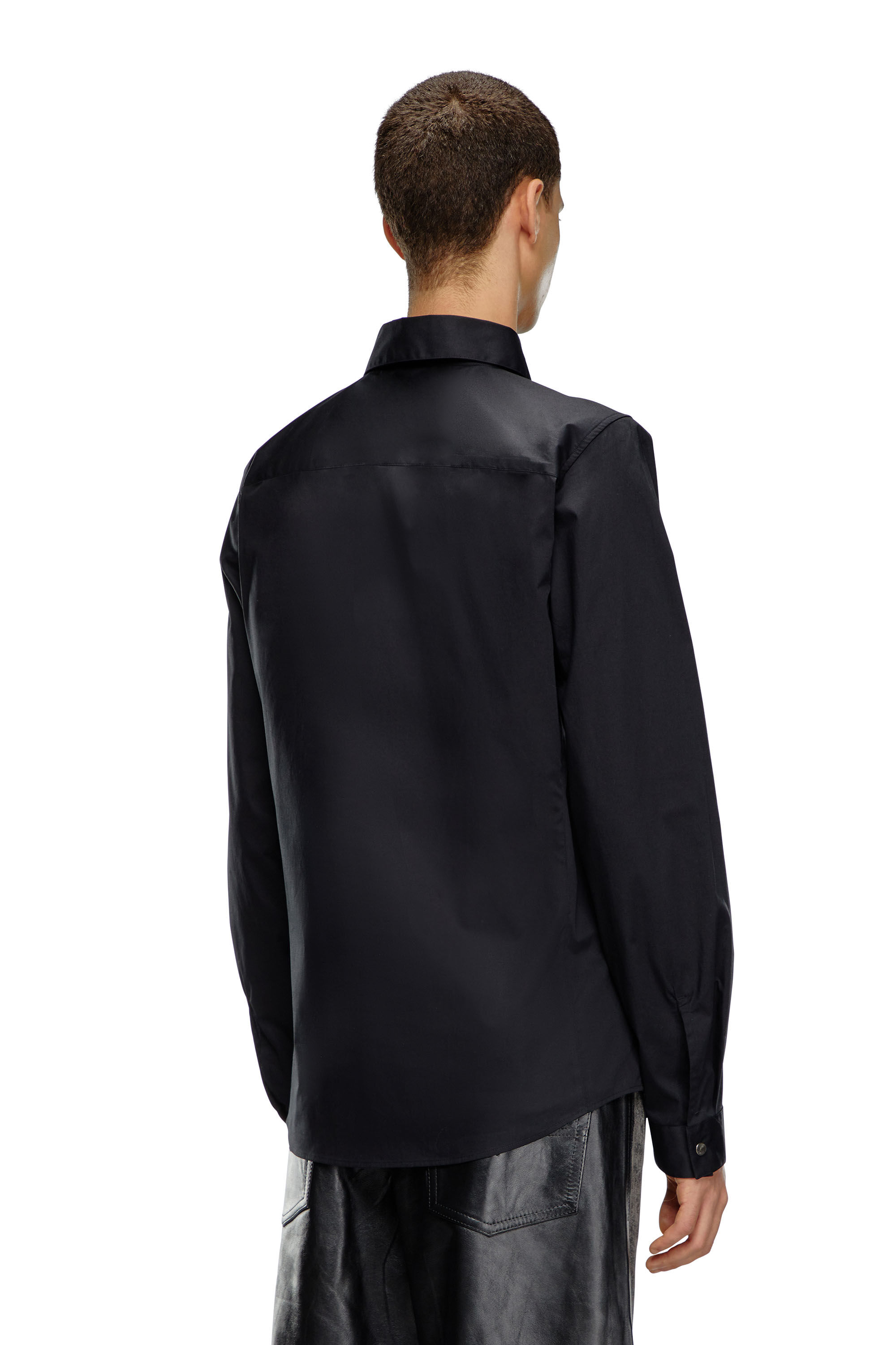 Diesel - S-FITTY-A, Chemise élégante avec col à logo brodé Homme in Noir - 4