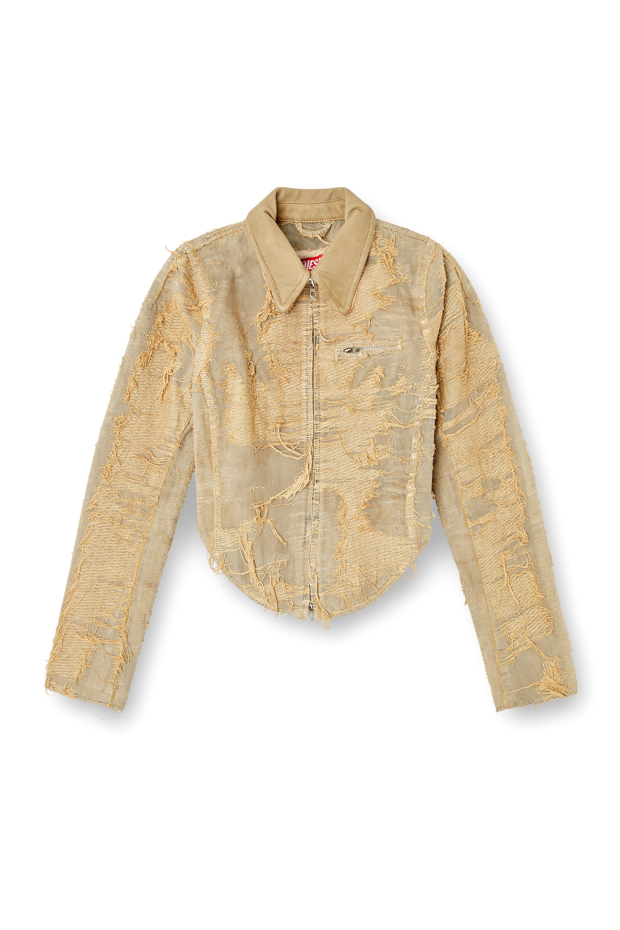 Diesel - DE-NEA-FSG, Veste slim en denim surteint &agrave; fils flottants Femme in Marron - 2