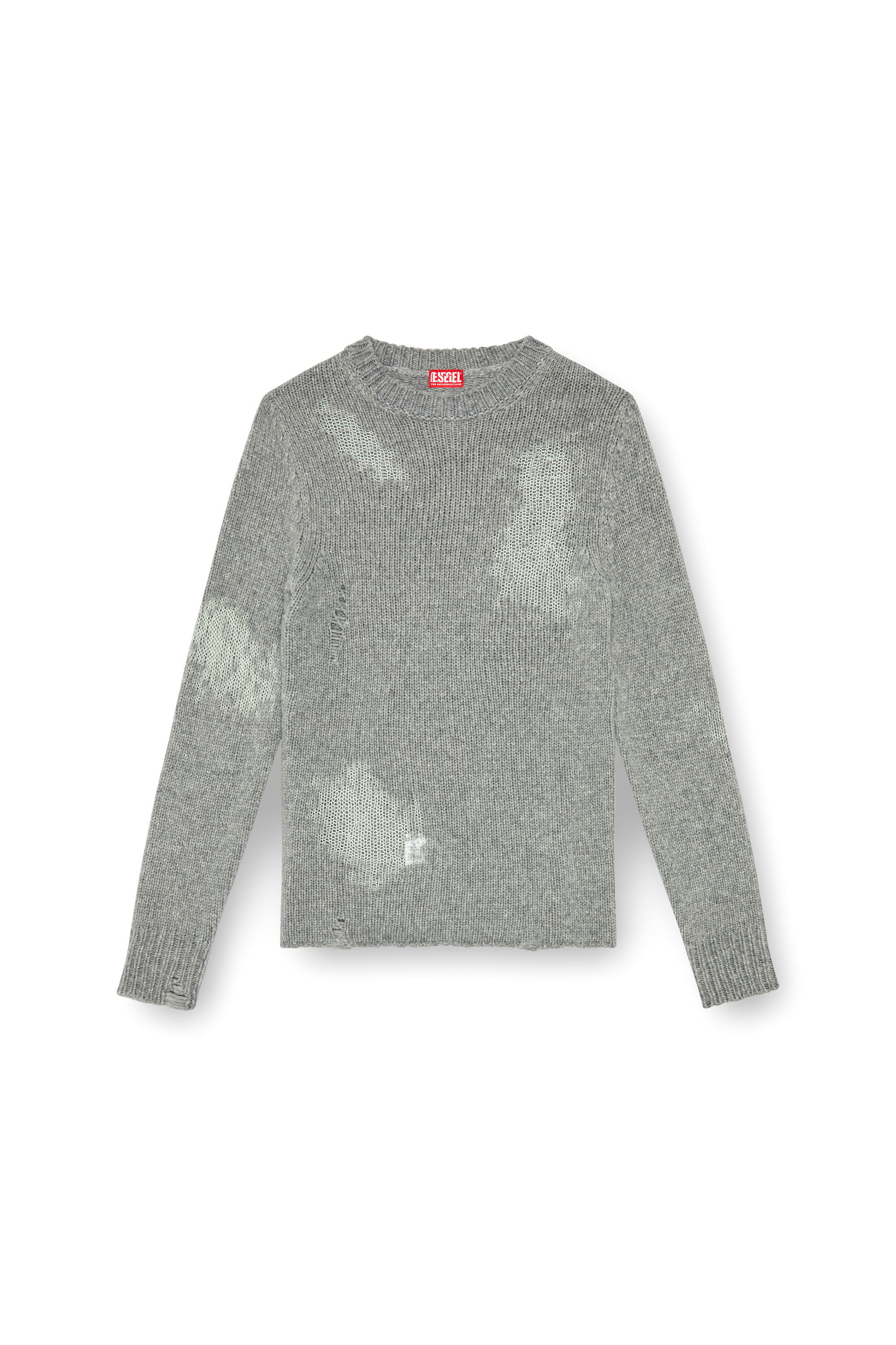 Diesel - K-NORMAN, Pull effet usé en mélange de laine Homme in Gris - 2