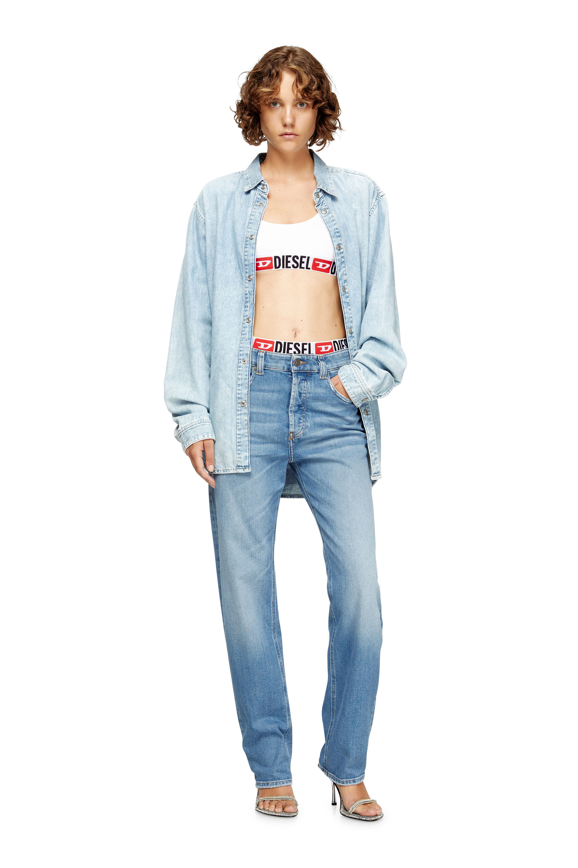 Diesel - UFSB-ORIBA, Bralette avec bande logo Femme in Blanc - 6