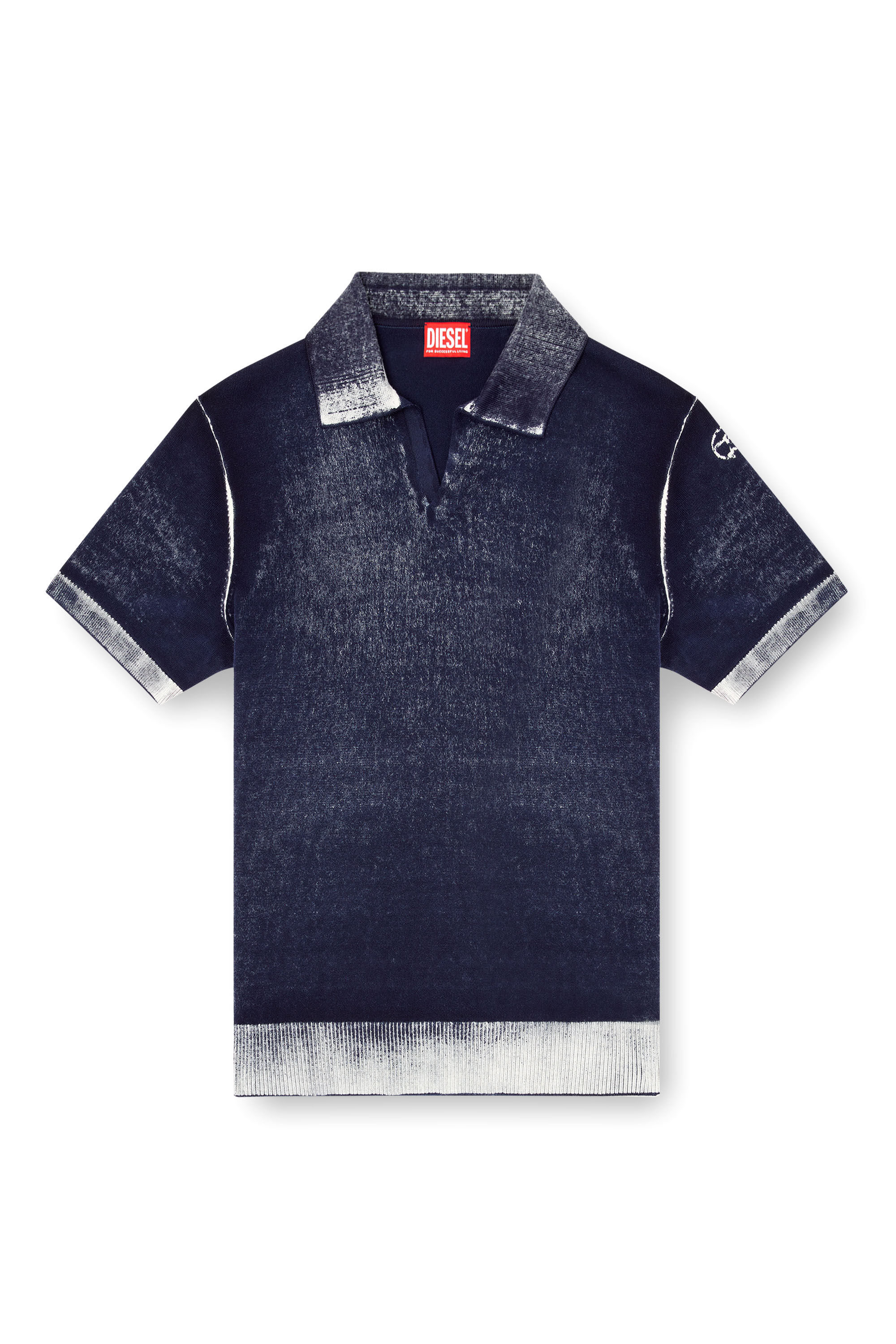 Diesel - K-LORENZO-SS, Pull polo à manches courtes avec imprimé inversé Homme in Bleu - 2