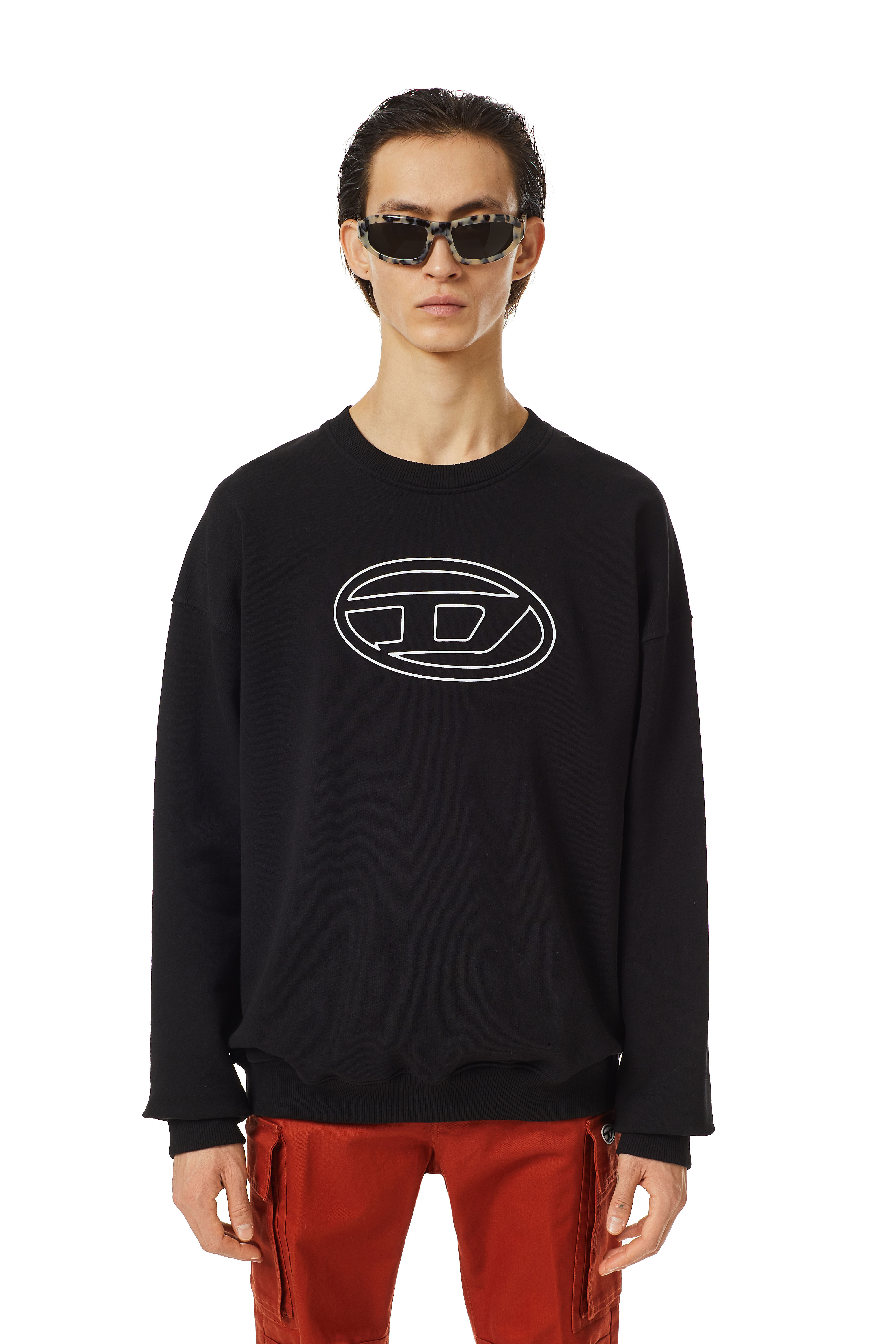 Diesel - S-MART-BIGOVAL, Man Sweatshirt with embossed logo in Black - Image 3