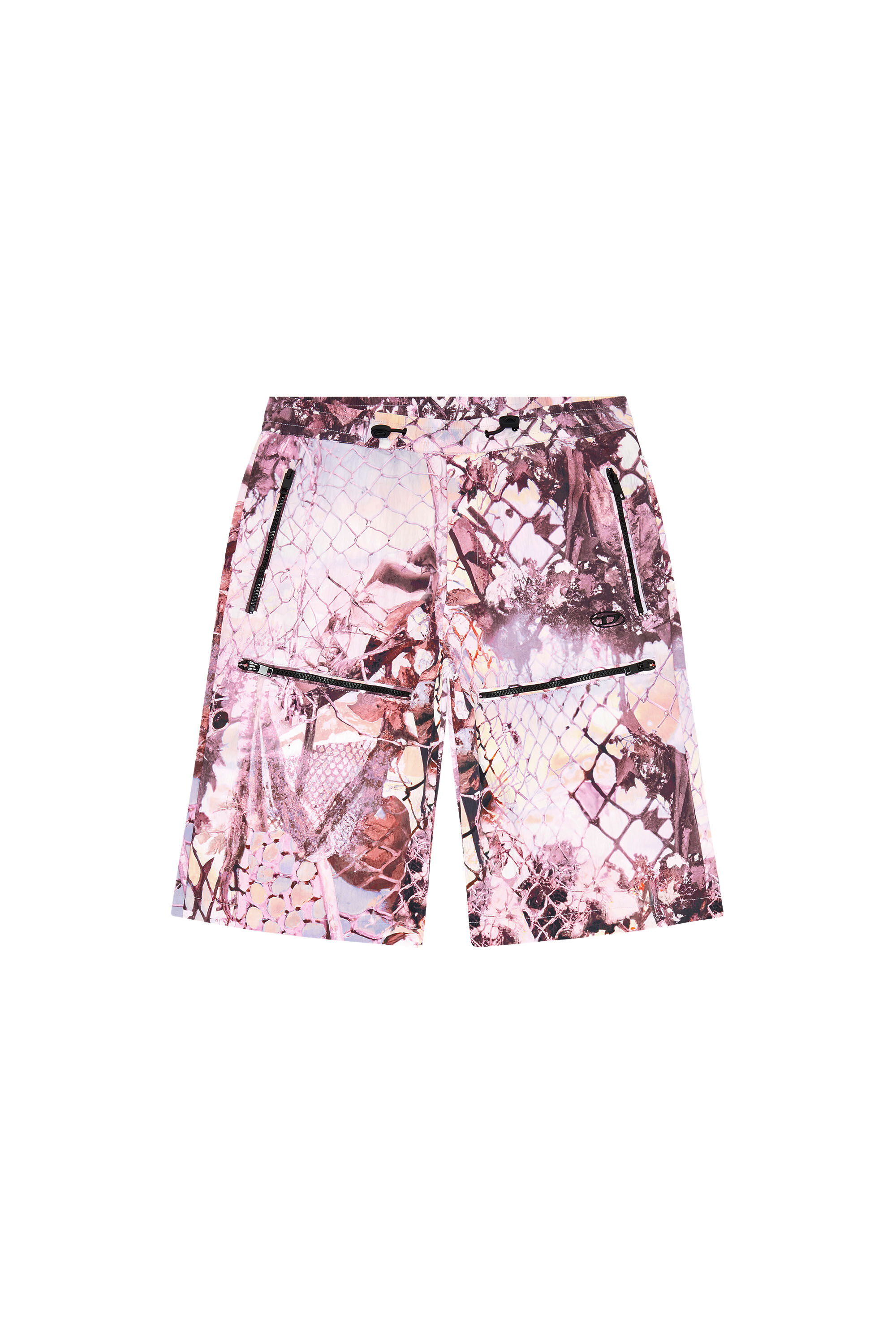 Diesel - P-MCKELL-SHORT-A, Short cargo en nylon avec imprimé abstrait Homme in Rose - 2