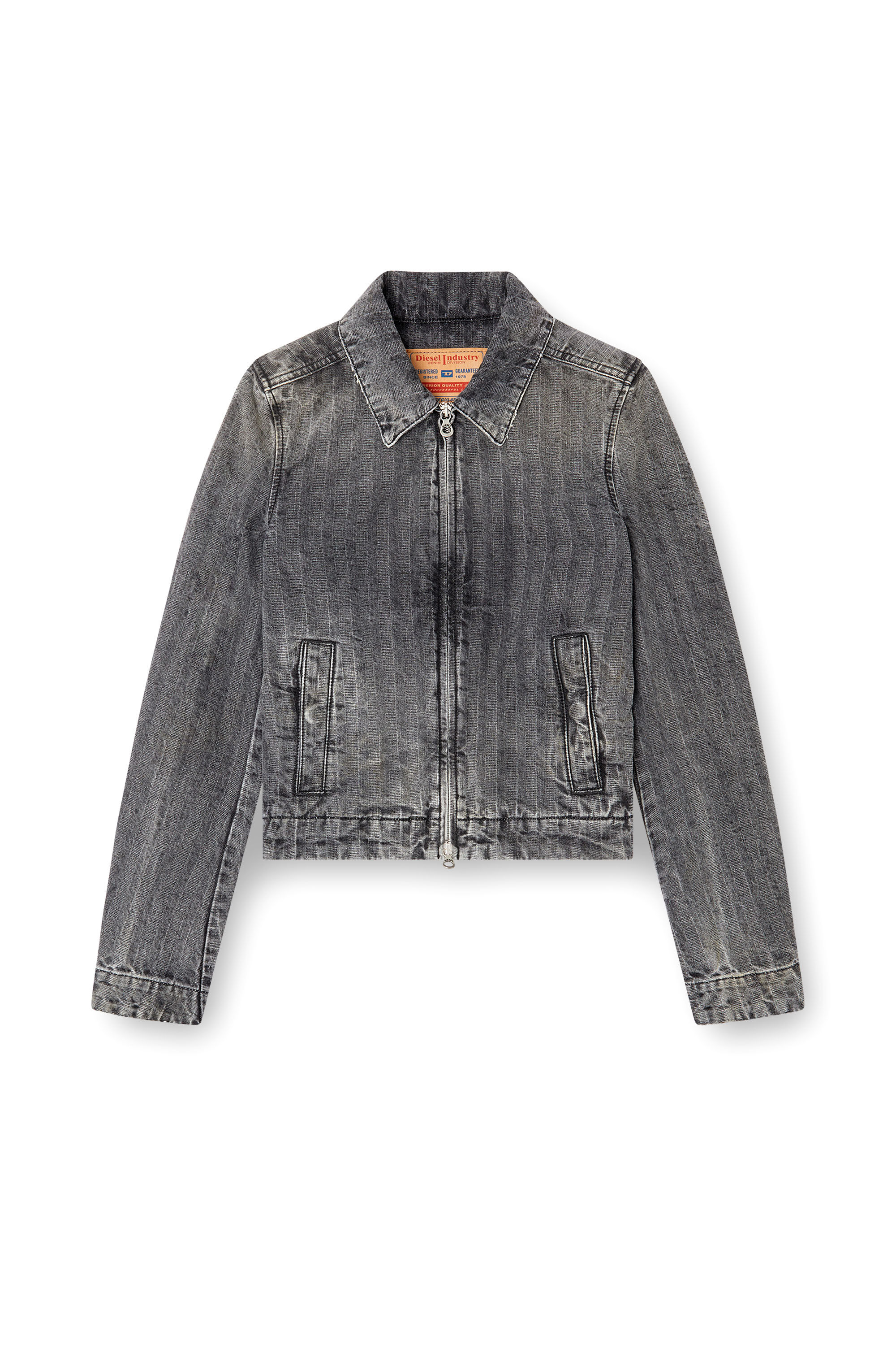 Diesel - DE-CORB, Veste en denim à chevrons Femme in Gris - 2