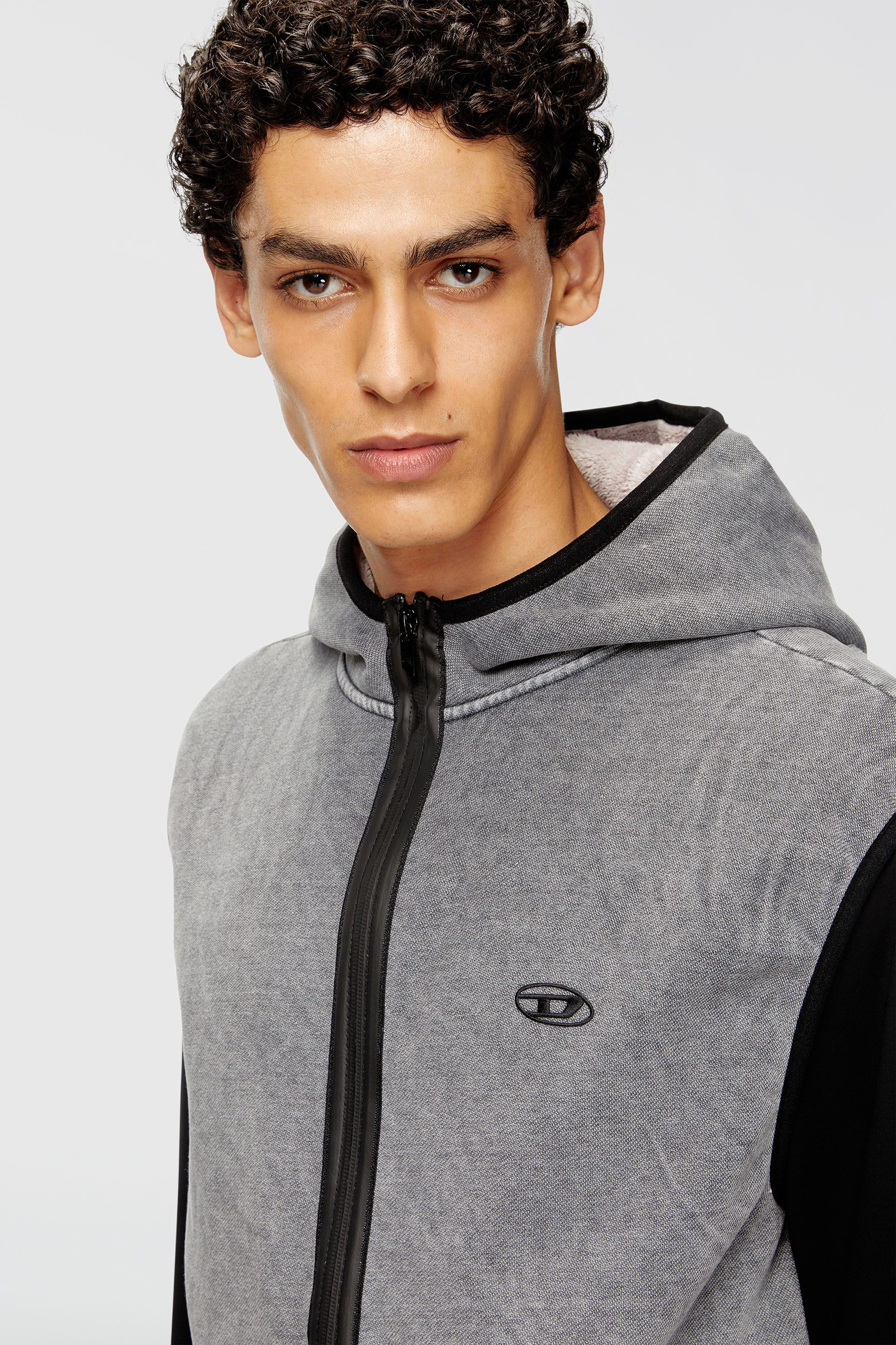 Diesel - S-HAKY-NEW, Gilet &agrave; capuche avec zip Homme in Gris - 5