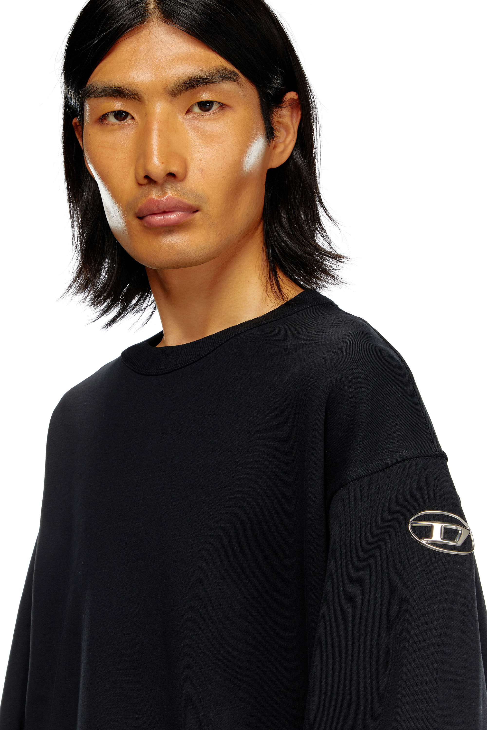 Sweat shirt oversize avec logo metallise Homme Noir Diesel