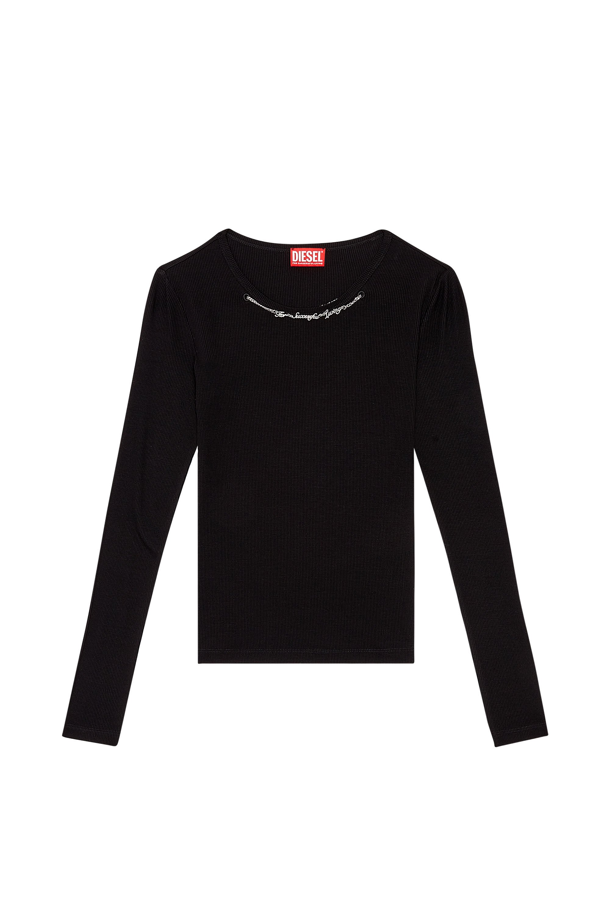 Diesel - T-MATIC-LS, Woman Long-sleeve top with chain necklace in Black - Image 2