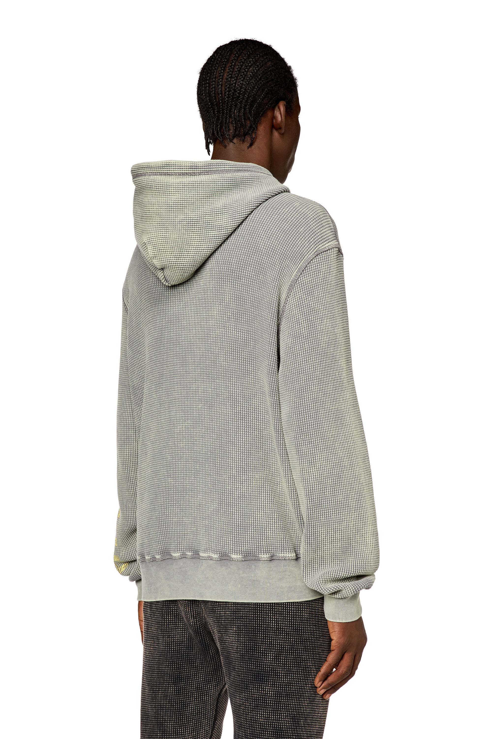 Diesel - S-GINAFY-HOOD, Sweat-shirt à capuche en jersey macro-gaufré Homme in Gris - 4