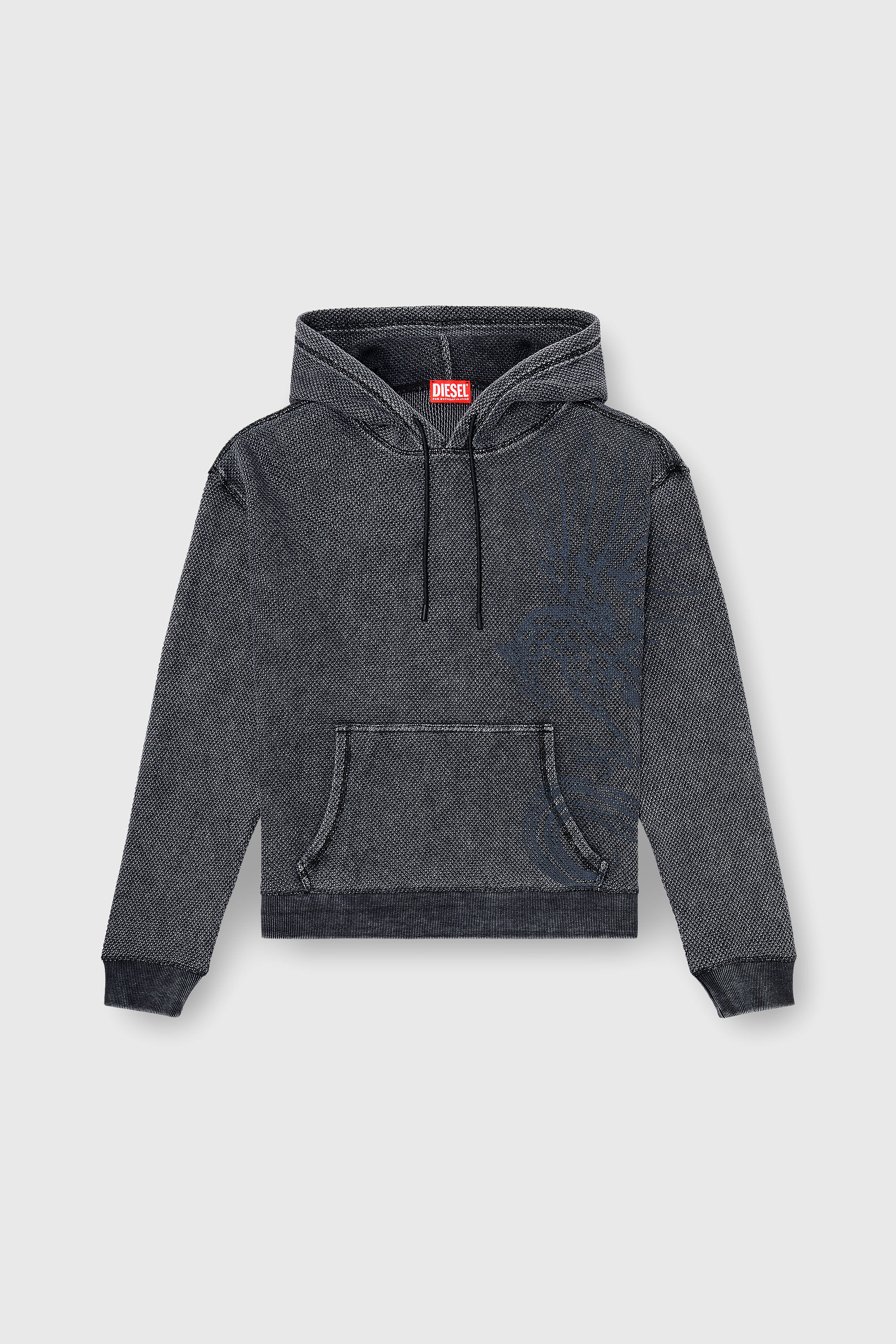 Diesel - S-NORM-HOOD-AA1, Sweat &agrave; capuche en mesh de coton textur&eacute; Homme in Gris - 2