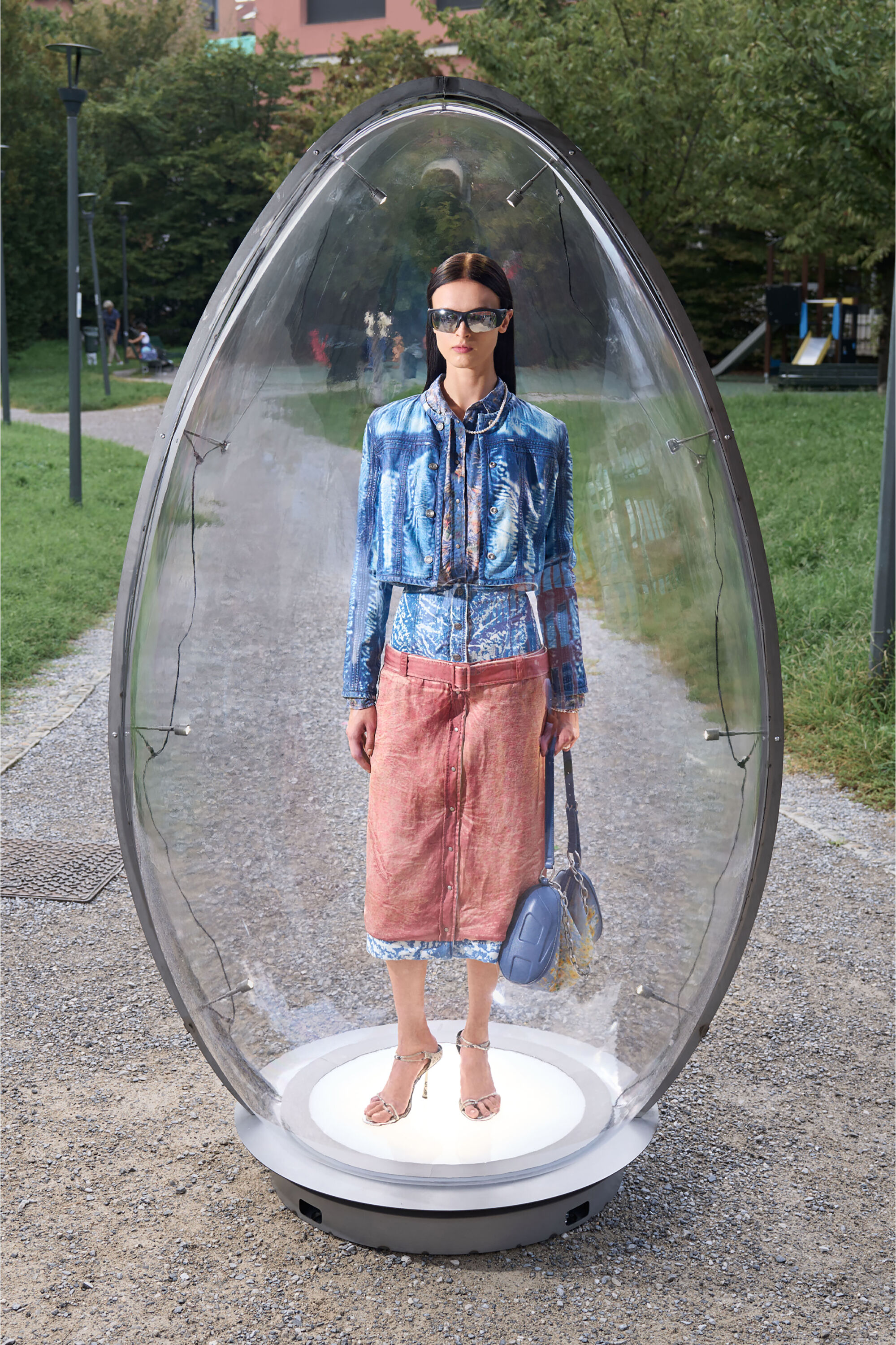 Diesel - C-ASSY, Chemise avec effet radiographique floral Femme in Bleu - 6