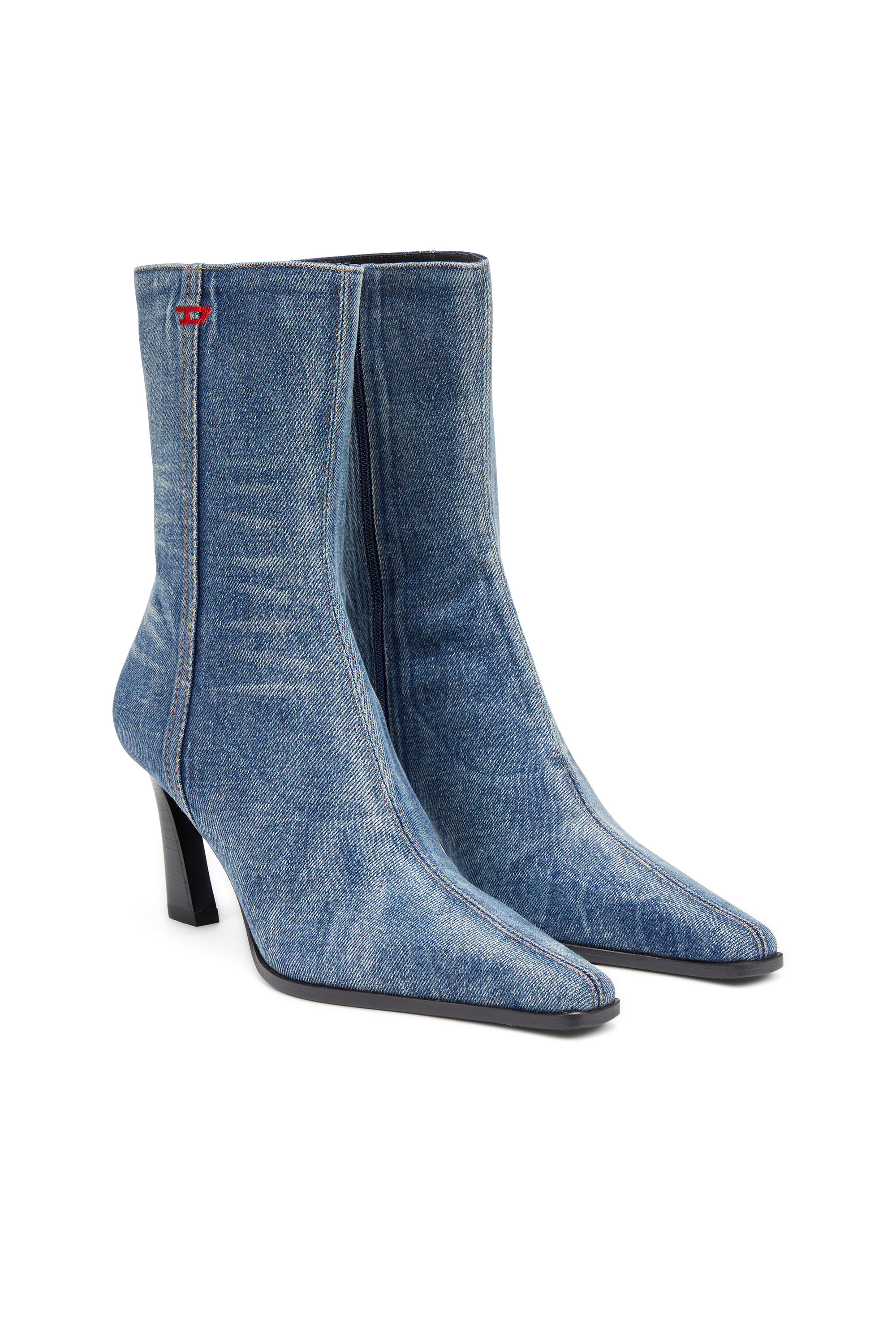 D Allas Bottine en denim delave Femme Bleu Diesel