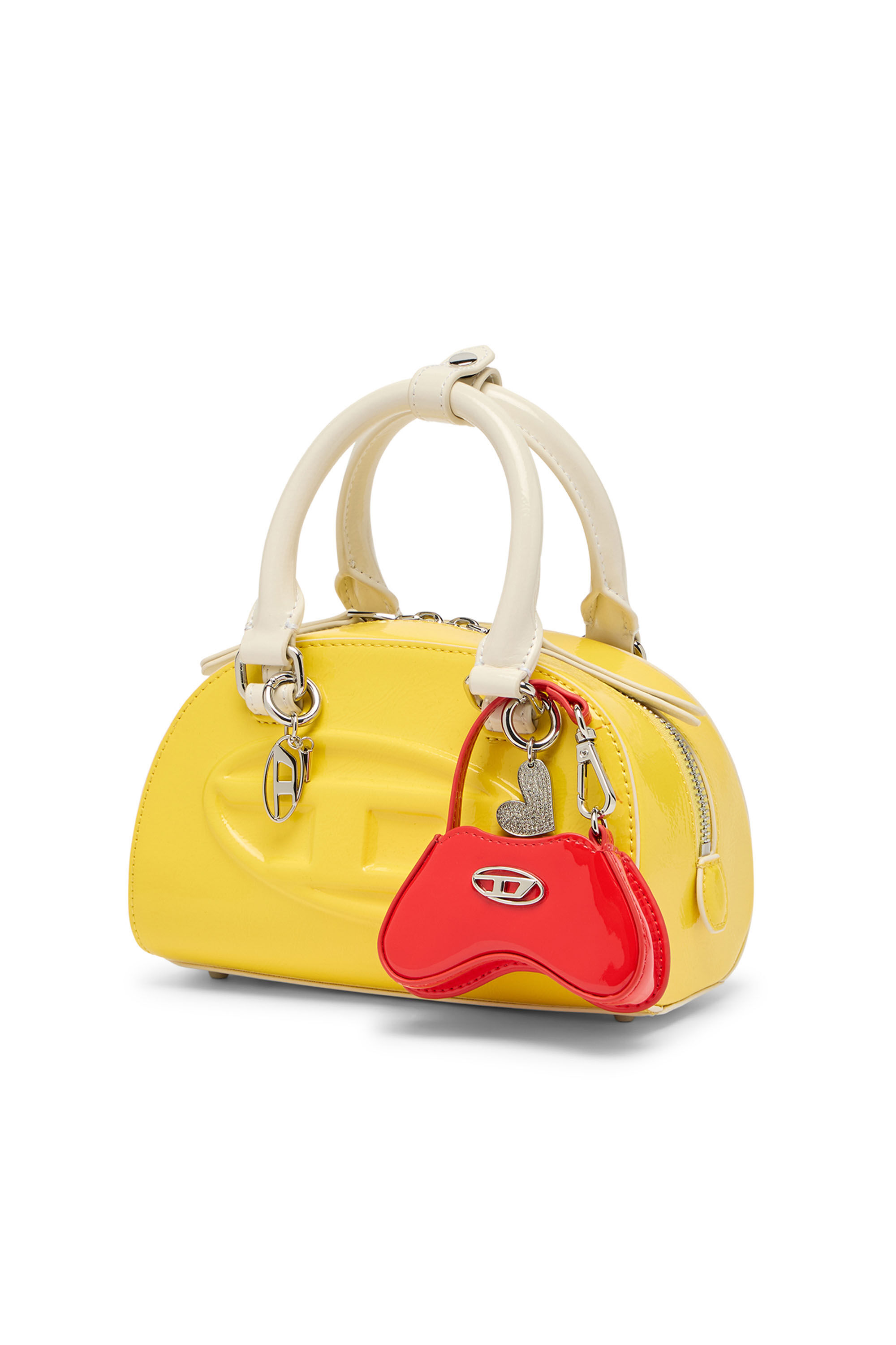 Diesel - 1DR DOME CROSSBODY, 1DR Dome-Sac &agrave; bowling mini avec effet naplak Femme in Jaune - 7