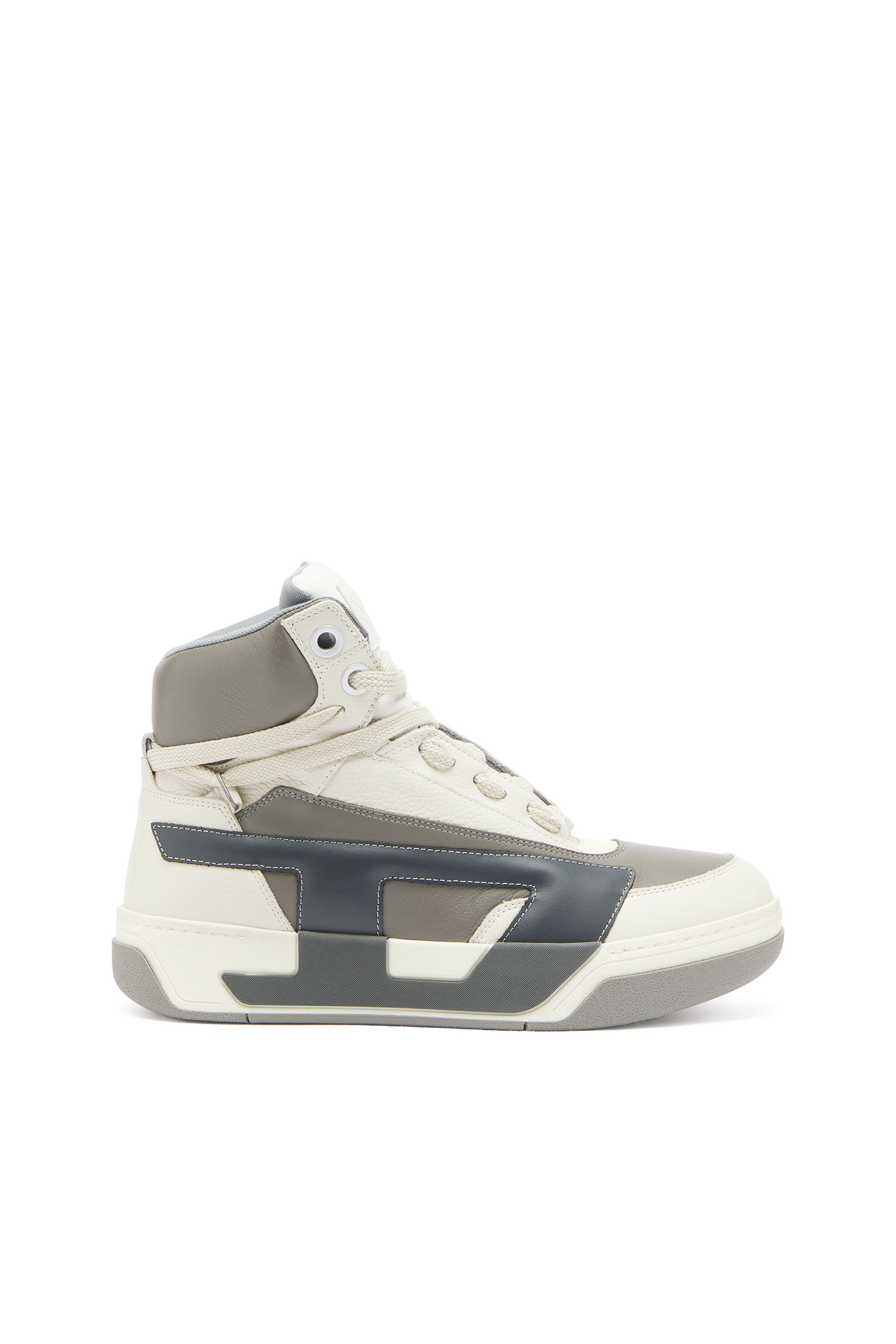 Diesel - S-D-OLLIE MID, S-D-Ollie - Sneakers montantes en cuir avec logo D Homme in Blanc - 1