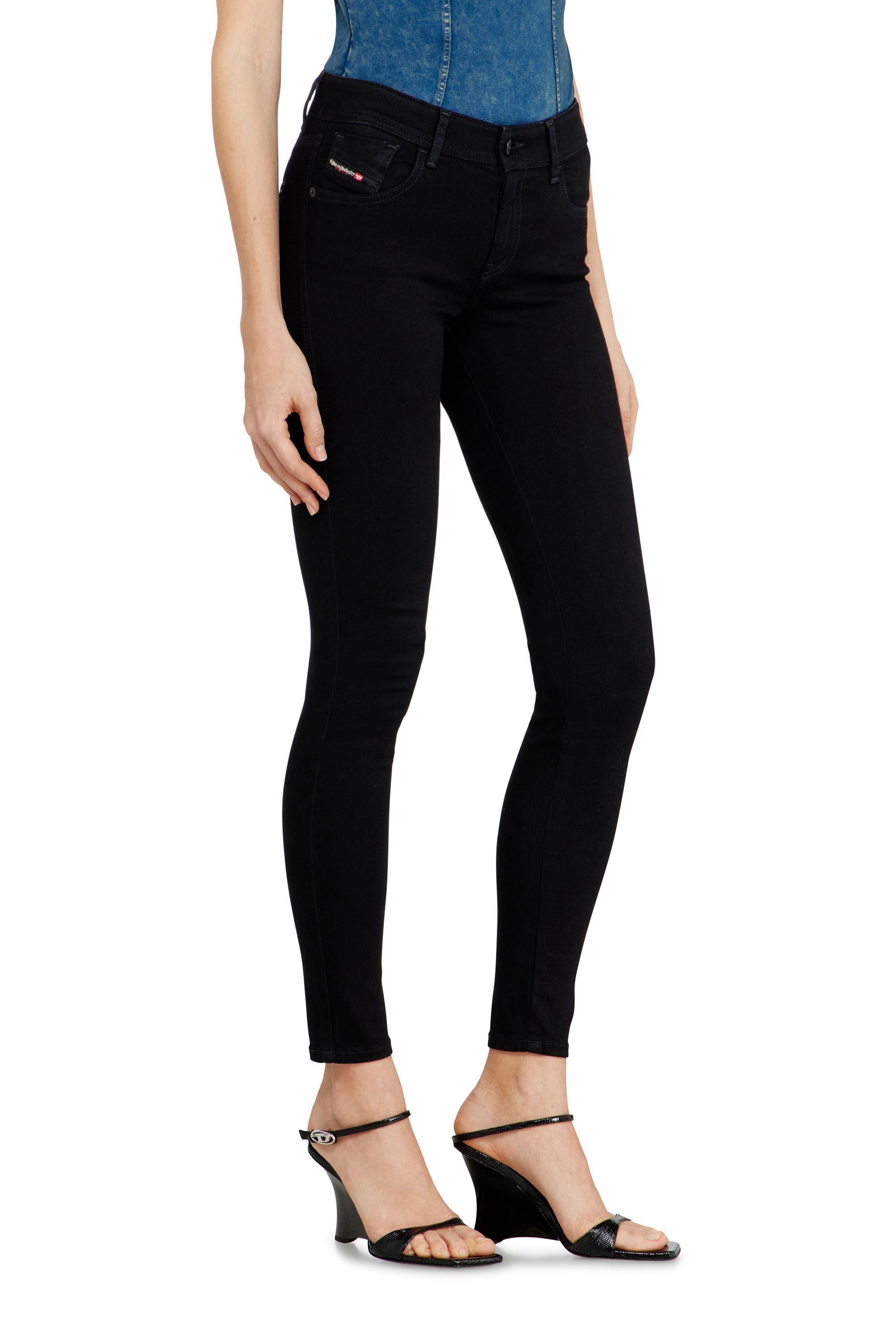 Diesel - Skinny Jeans 2017 Slandy 069EF Femme, Noir/Gris fonc&eacute; - Image 7