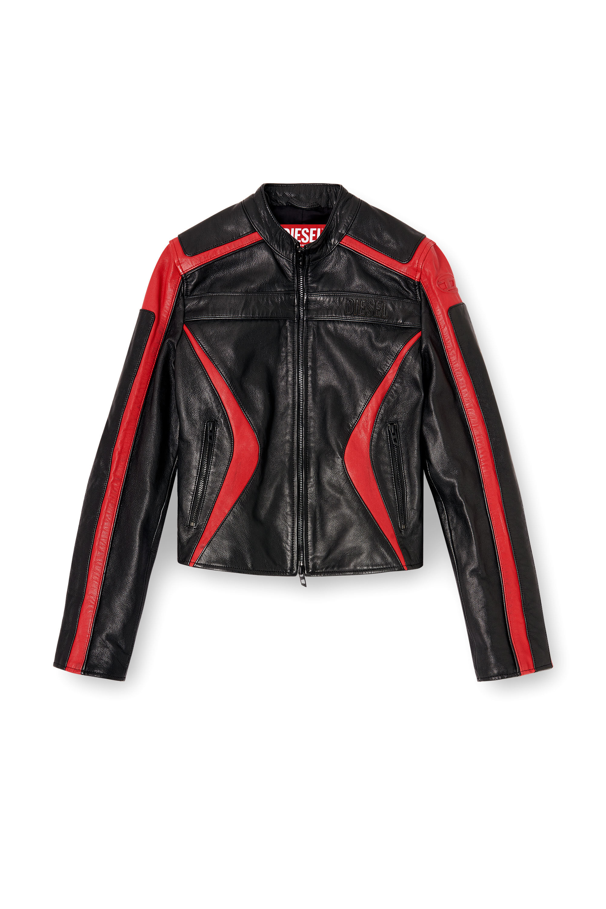 Diesel - L-OVABLE, Blouson motard en cuir color-block Femme in ToBeDefined - 2