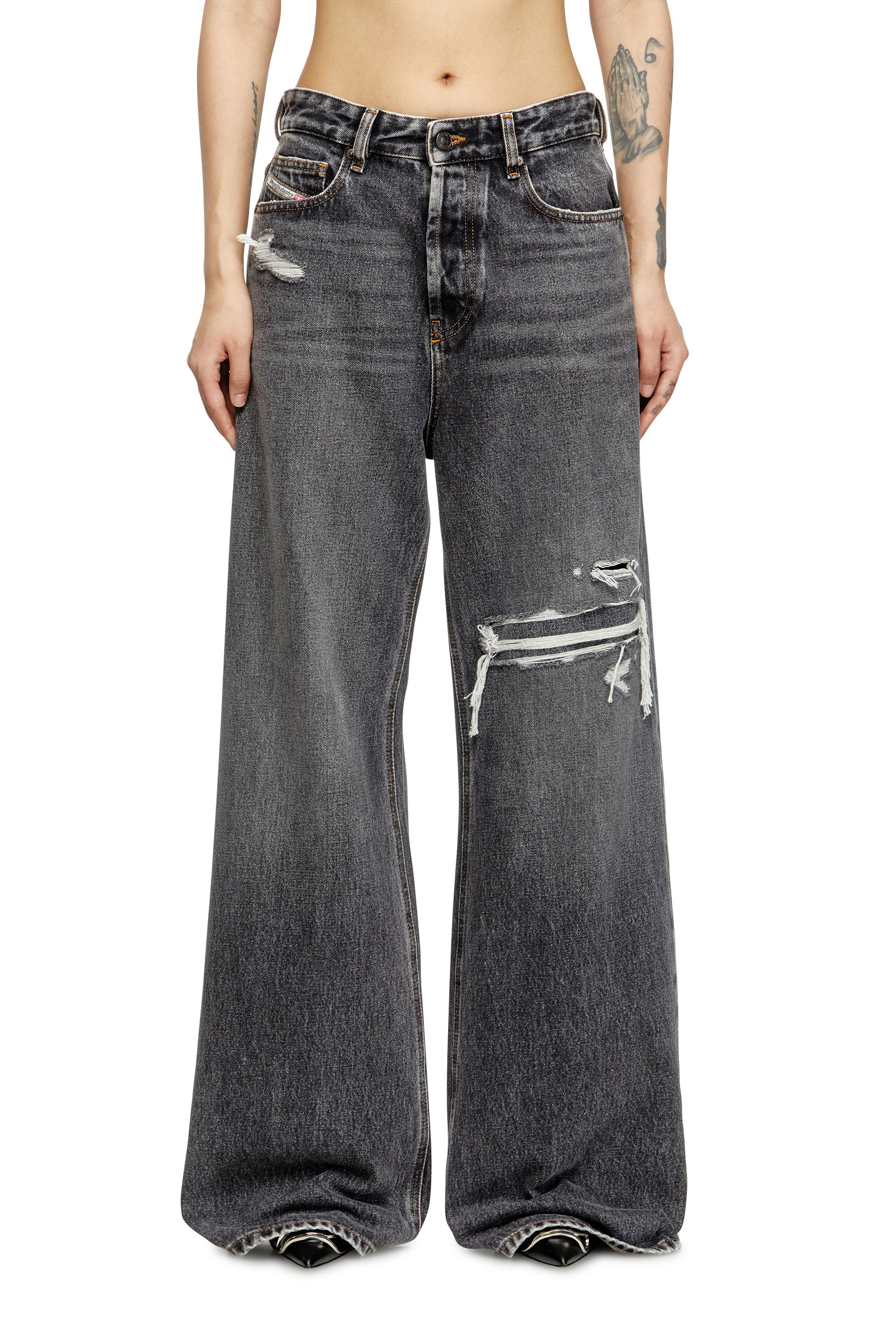 Diesel - Woman's Relaxed Jeans 1996 D-Sire 007F6, Black/Dark grey - 3