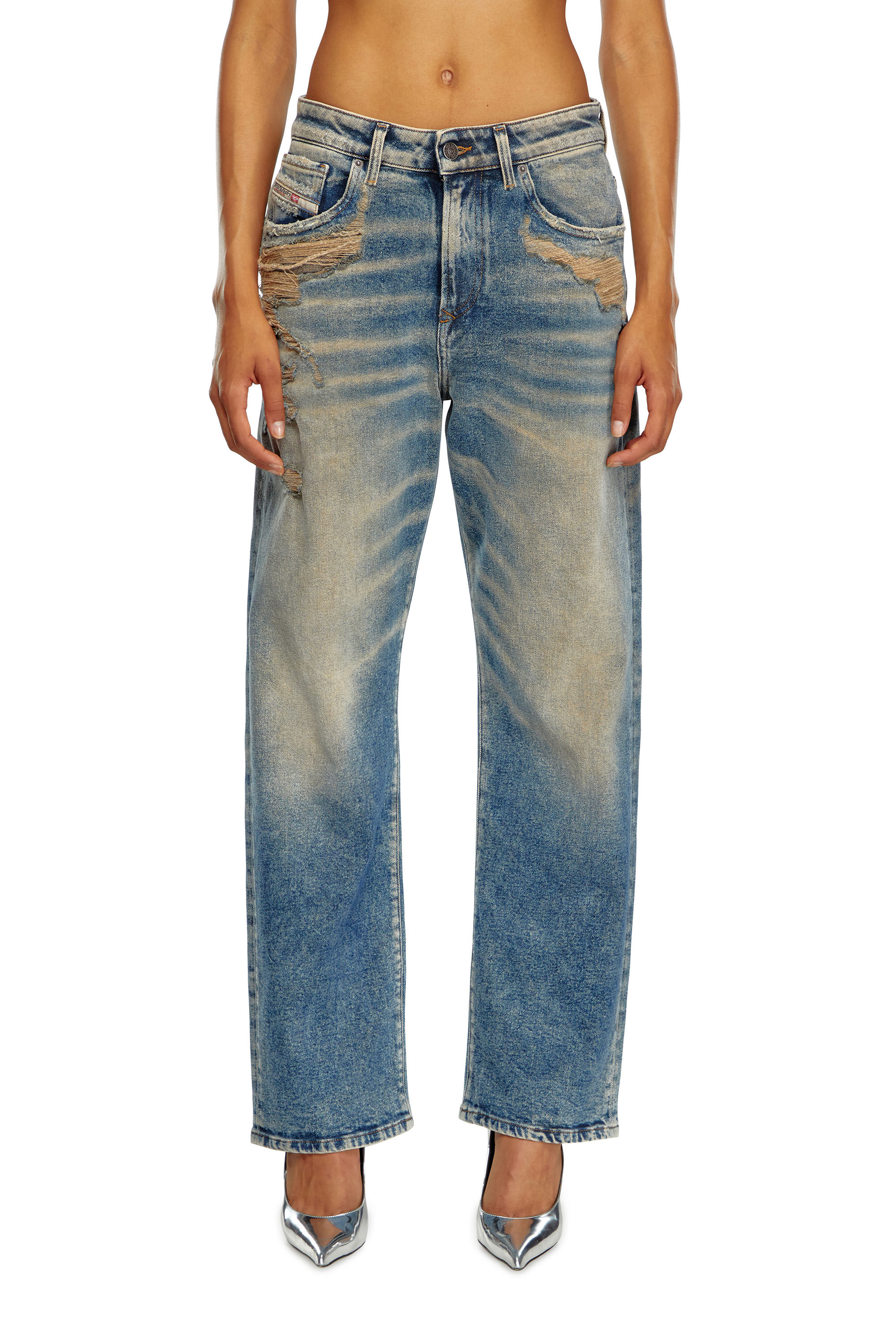 Diesel - Femme Straight Jeans 1999 D-Reggy 09K32, Bleu moyen - Image 3