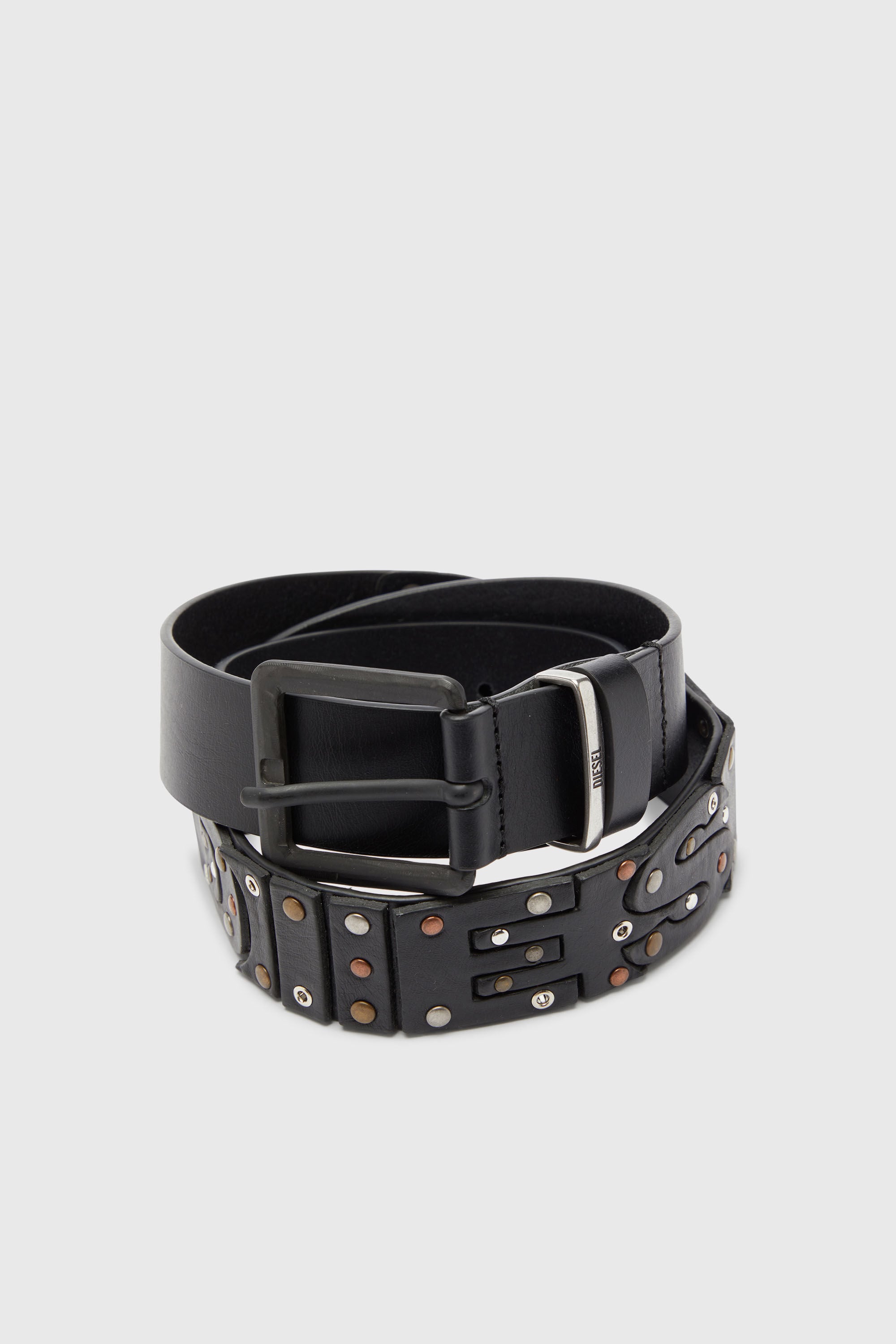 Diesel - B-DSL RIVETS, Ceinture 4 cm en cuir avec clous et rivets Mixte in Noir - 3