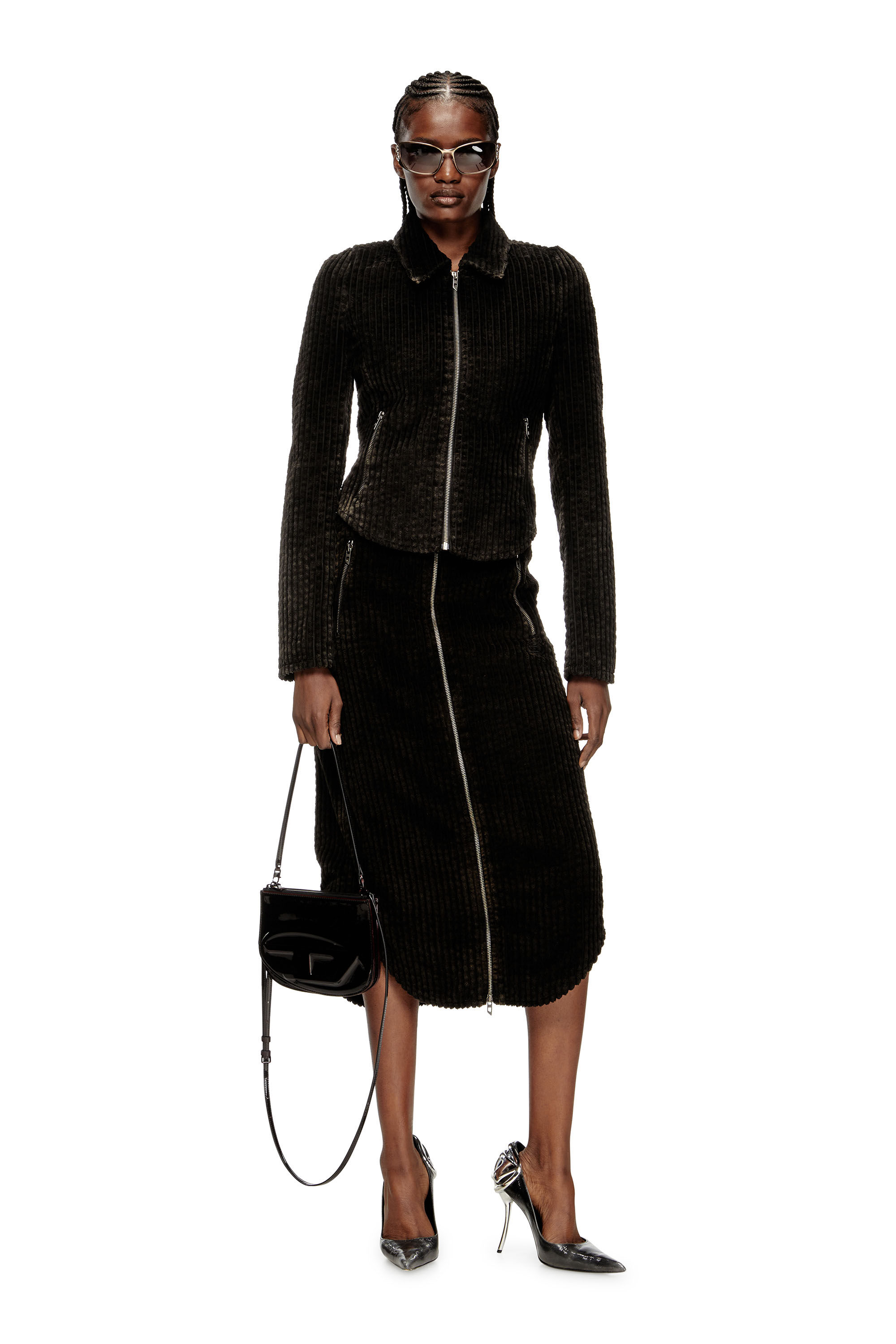 Diesel - O-LLIPOP, Jupe midi en coton avec zip Femme in ToBeDefined - 1