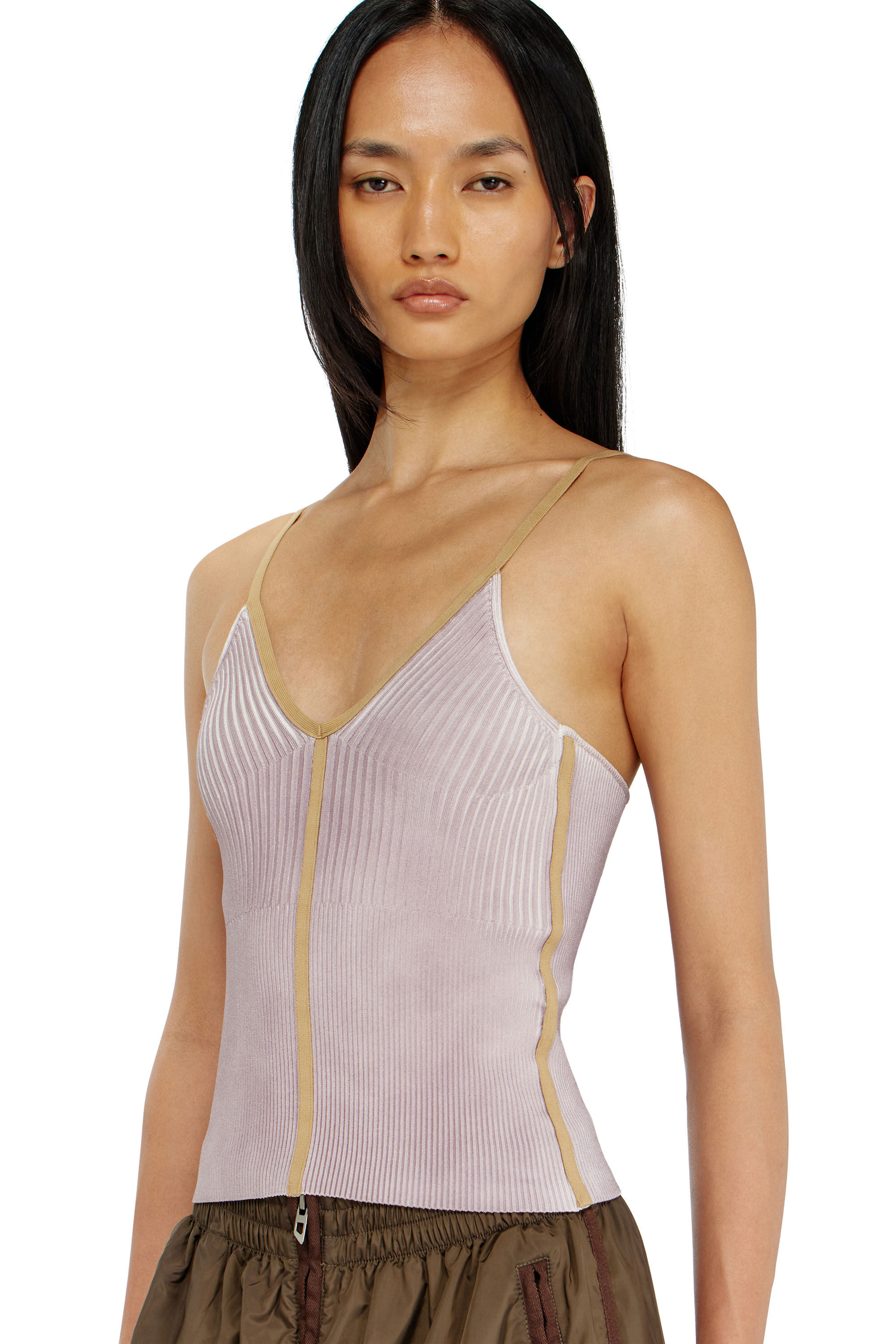 Diesel - M-SARMITE, D&eacute;bardeur en maille c&ocirc;tel&eacute;e avec bandes contrastantes Femme in ToBeDefined - 5