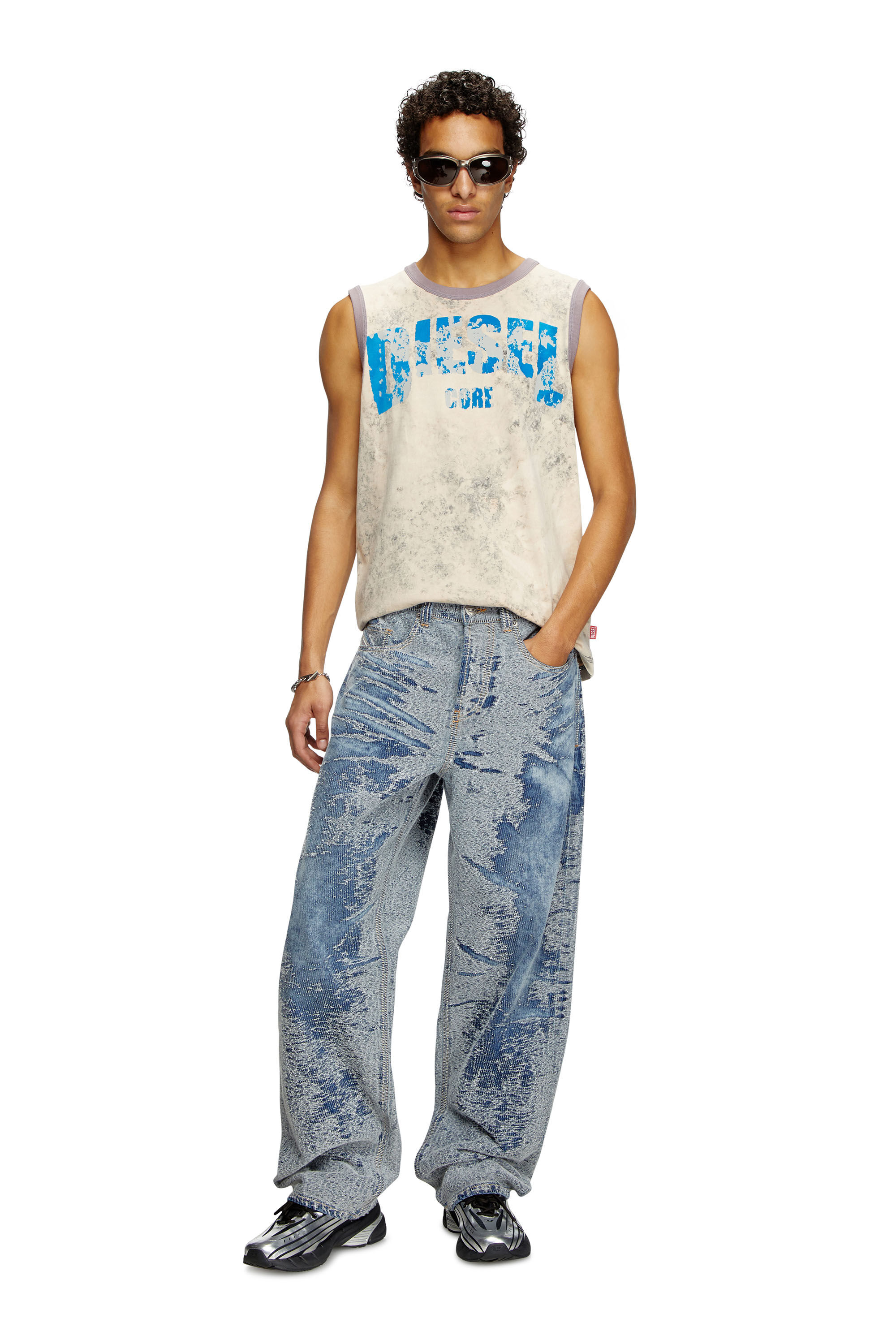 Diesel - T-BISCO-R1, Débardeur traité avec logo Diesel Core Homme in Gris - 1