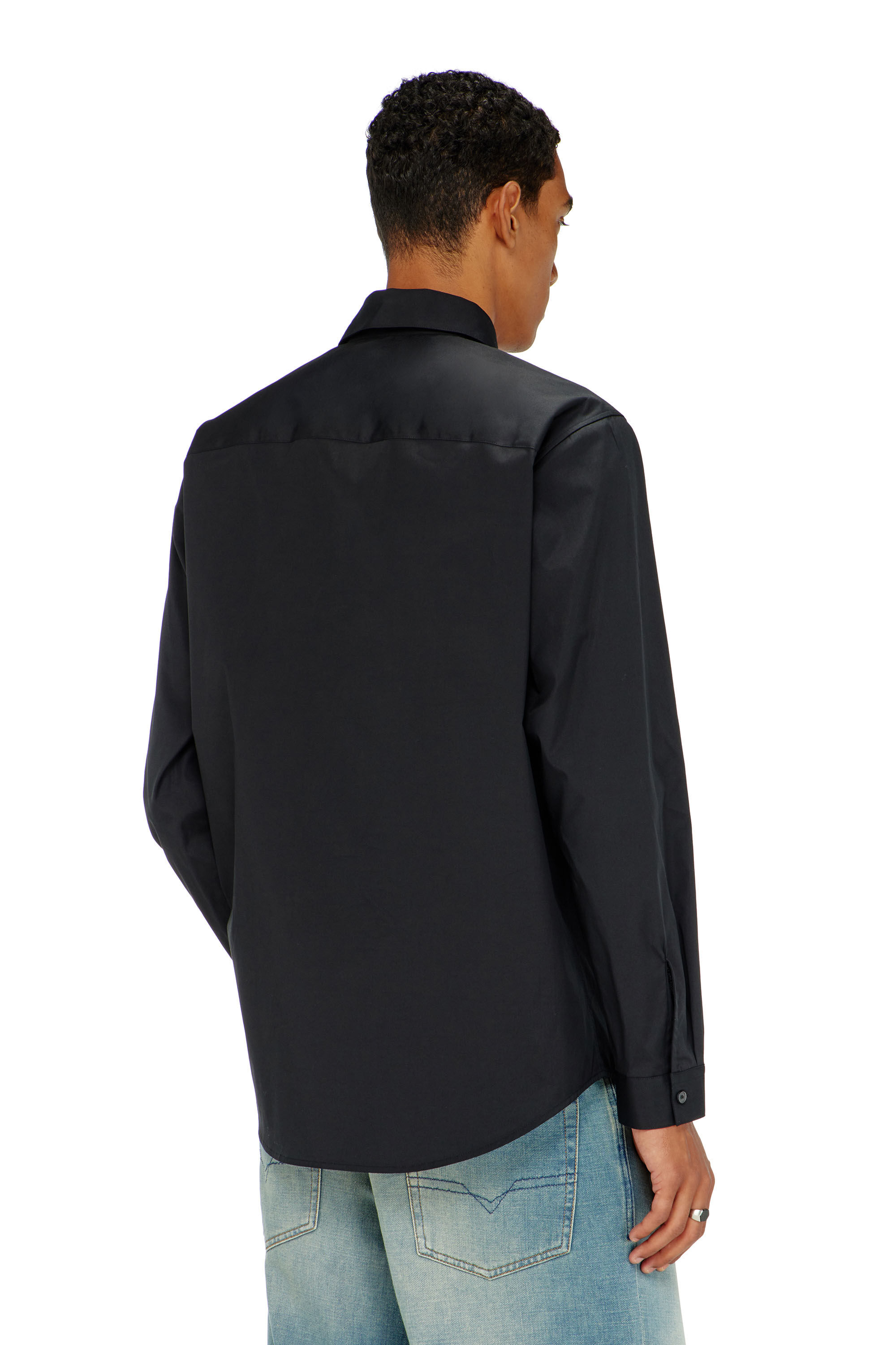 Diesel - S-SIMPLY-GSBH, Chemise en popeline extensible avec broderie Homme in Noir - 4